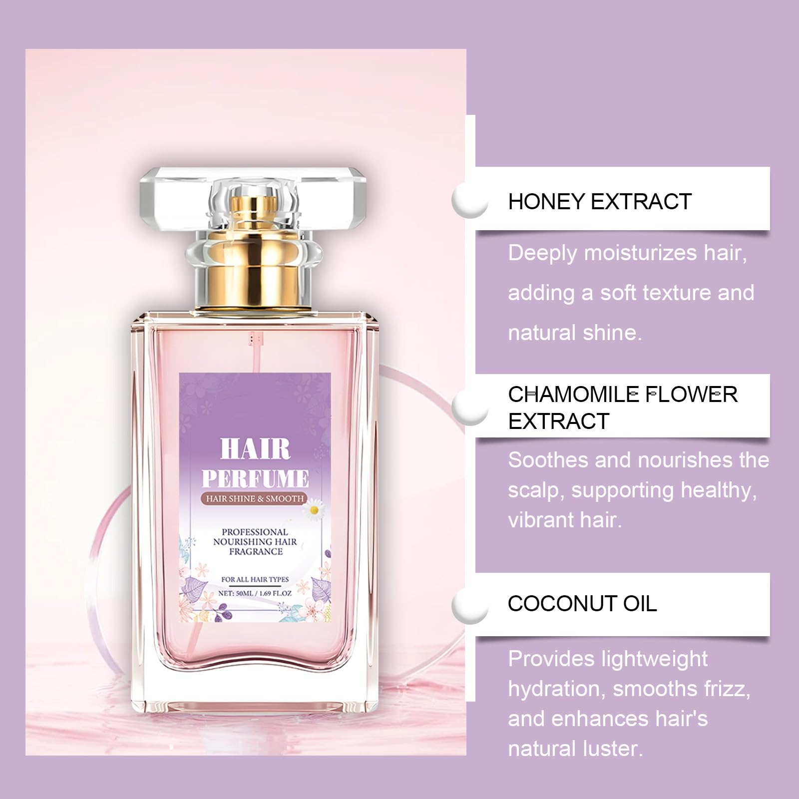 Premium Hair Perfume & Essential Oil Mist for Women - Hydrating & Nourishing Dry Damaged Hair, Anti-Frizz Treatment with Long-Lasting Pheromone Fragrance (1pc) - Perfect for Daily Styling, Salon-Like Care & Special Occasions