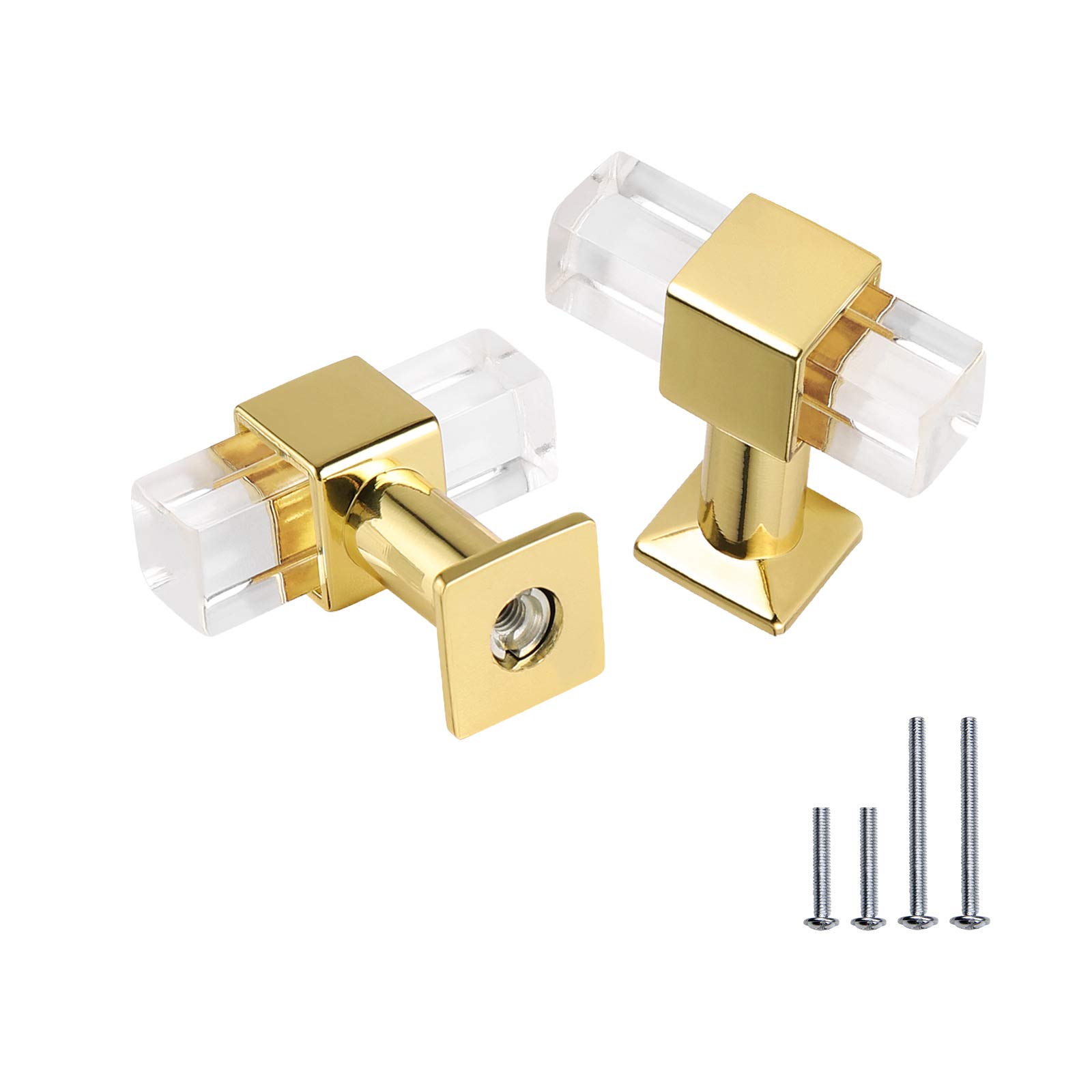 Mengico 20 Pack Gold Cabinet Knobs - Elegant Lucite Drawer Pulls with Crystal Handles for Kitchen Cabinets, Dressers & Furniture (Perfect for Home Renovation & DIY Projects)