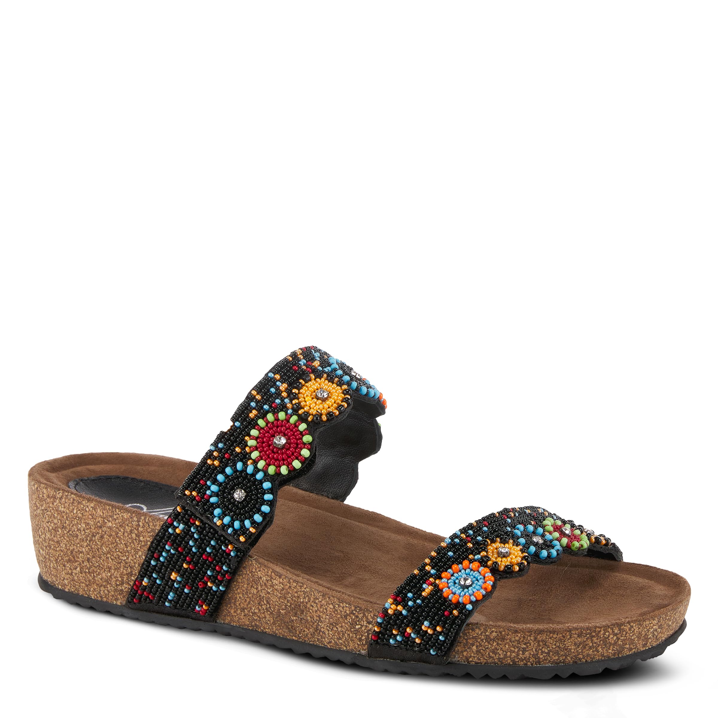 Azura Bahama Slide Sandals for Women - Beaded & Crystal Embellished Cork Wedge Sandals | Beach Vacation, Pool Party, Summer Outfit Accessories