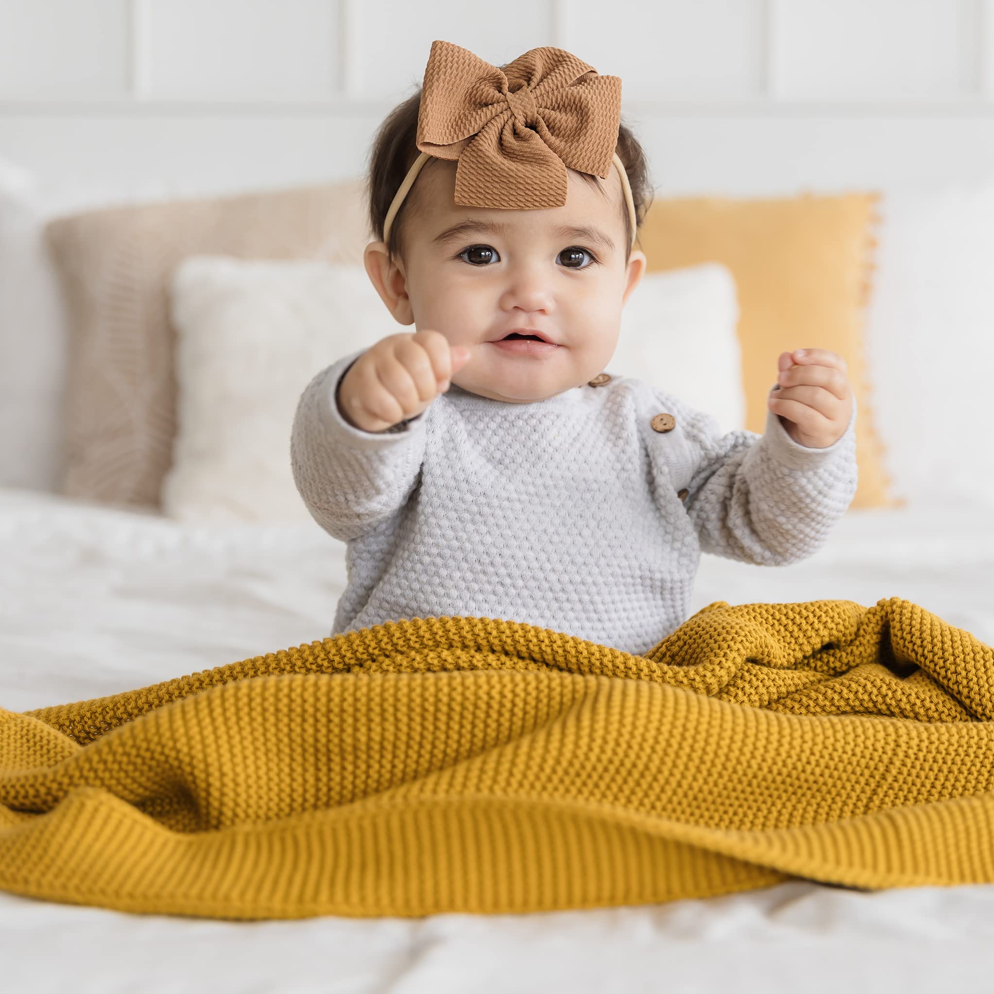 Natemia Knitted Baby Receiving Blanket - Ultra Soft Organic Cotton 30
