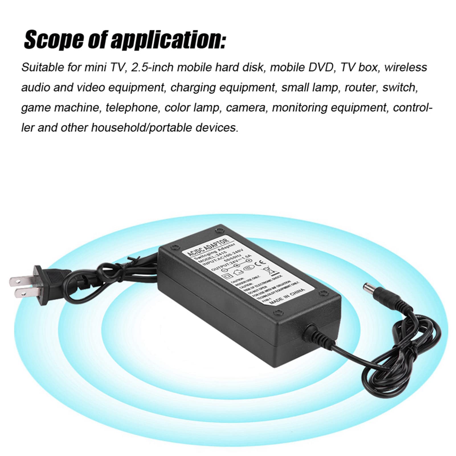24V 1.5A AC Power Adapter for Electric Scooter Charger - Universal Switching Power Supply for Pulse Chargers, E-Bikes & Mobility Devices - Perfect for Home, Office & Outdoor Charging