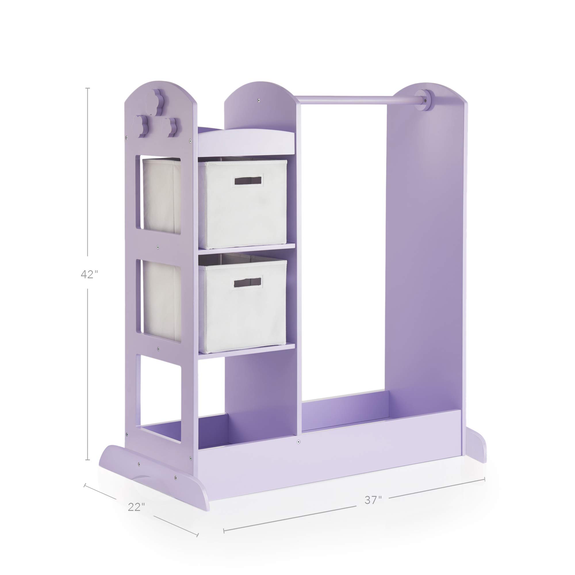 Guidecraft See and Store Dress-Up Center – Lavender Kids Pretend Play Wardrobe with Mirror, Shelves & Bottom Tray | Costume Storage Armoire for Girls & Boys | Perfect for Bedroom, Playroom & Daycare Dress-Up Activities