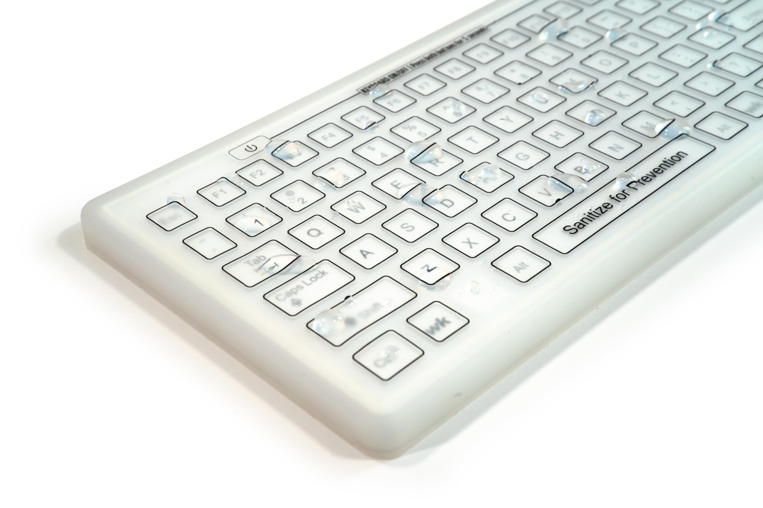 Washable USB Keyboard with ON/OFF Switch - Spill-Proof & Easy to Clean Flat Surface Design (White) | Perfect for Office, Home & Gaming | KBSTRC106SC-W