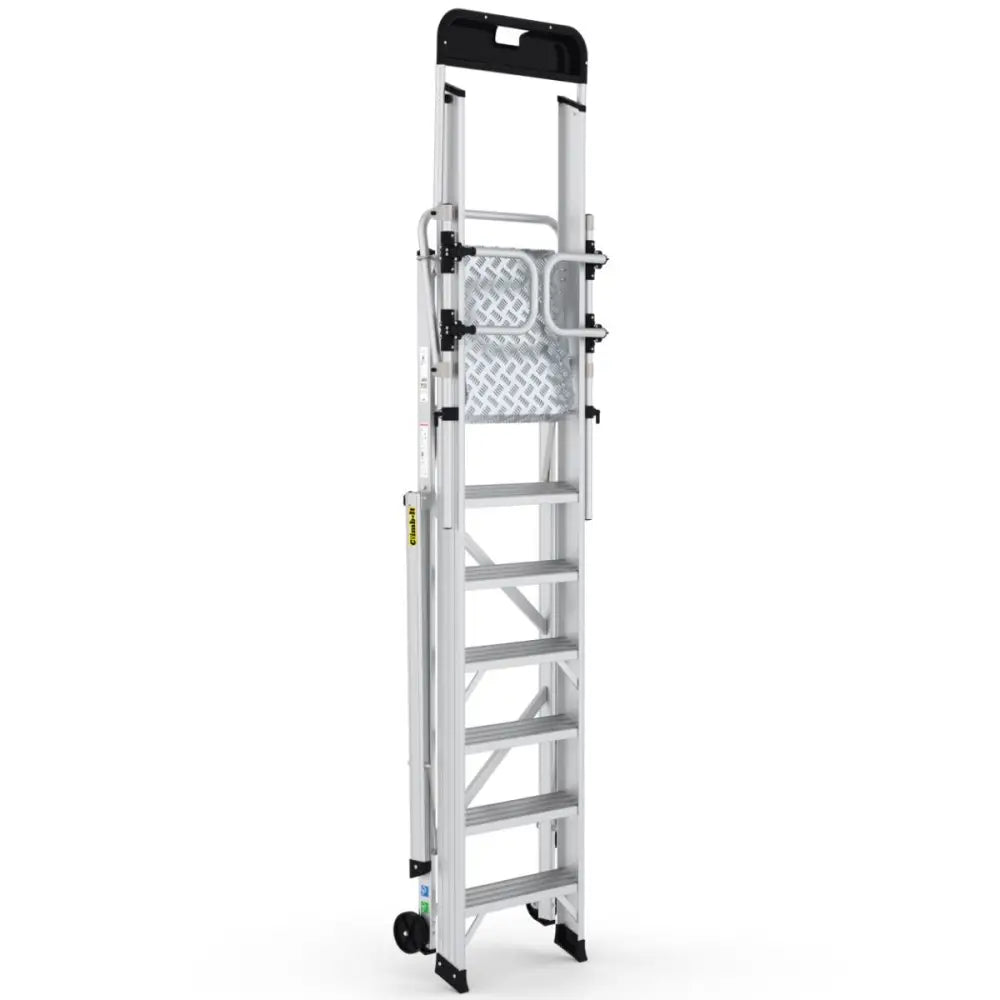 Climb It Large Platform Folding Steps with Safety Gates - Heavy Duty Aluminum Ladder for Kids & Toddlers - Perfect for Playrooms, Bedrooms, and Indoor Play Areas