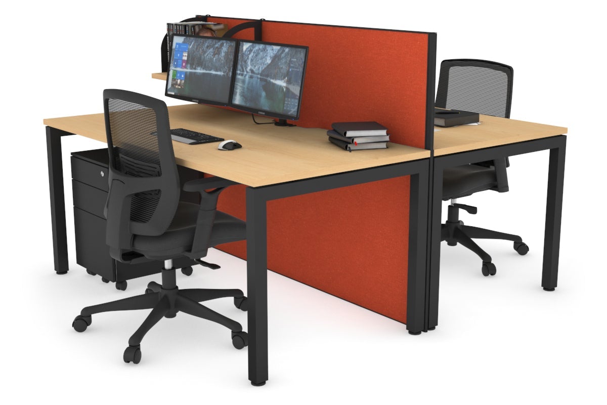 Horizon Quadro 2-Person Office Workstation Bench with Square Legs - 1400L x 800W Dimensions, Cable Management Scallop - Perfect for Shared Workspaces, Conference Rooms & Collaborative Office Environments