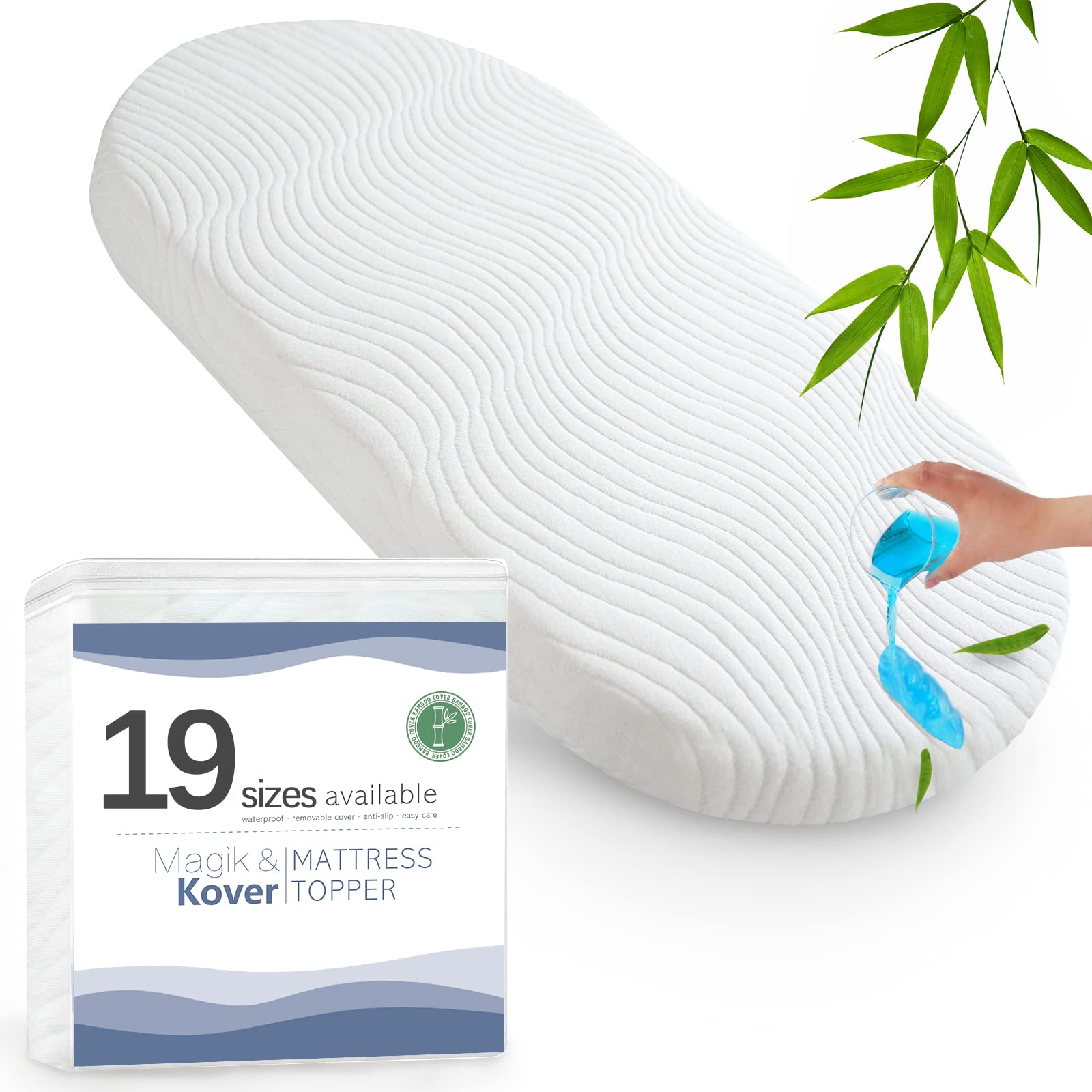 Waterproof Bassinet Mattress Topper for Graco Sense2Snooze & Chicco Close to You 3-in-1 - 19 Sizes (18