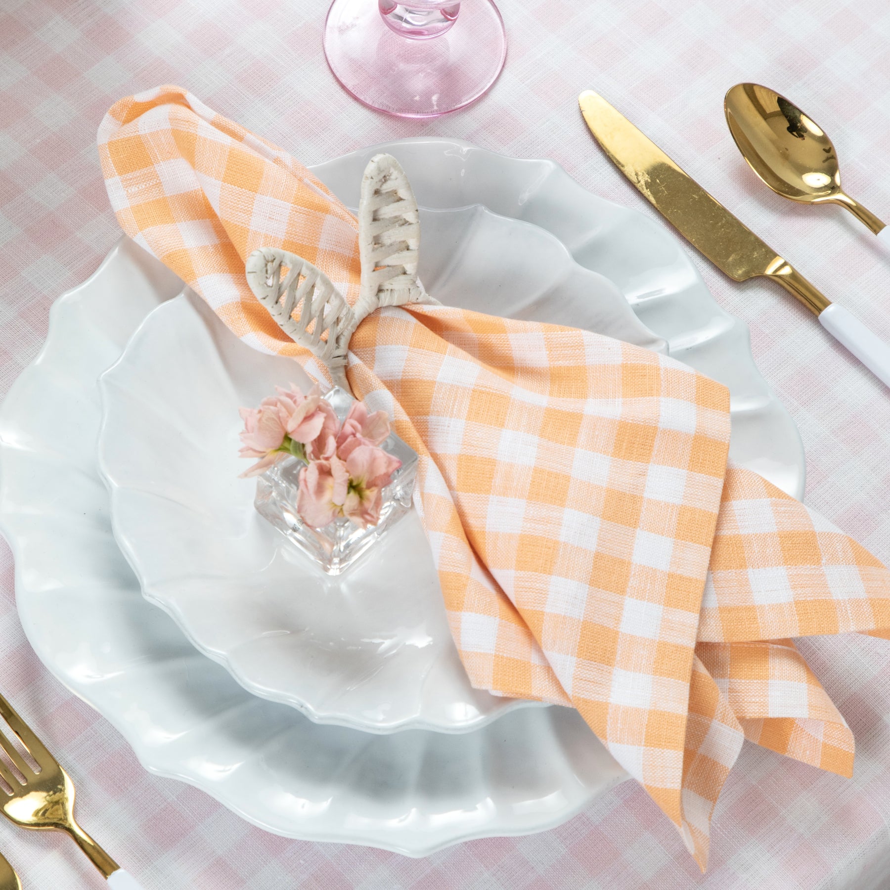 Premium Gingham Checkered Napkins Set of 4 - 100% Cotton Kitchen & Dining Cloth for Parties, Picnics, and Everyday Use