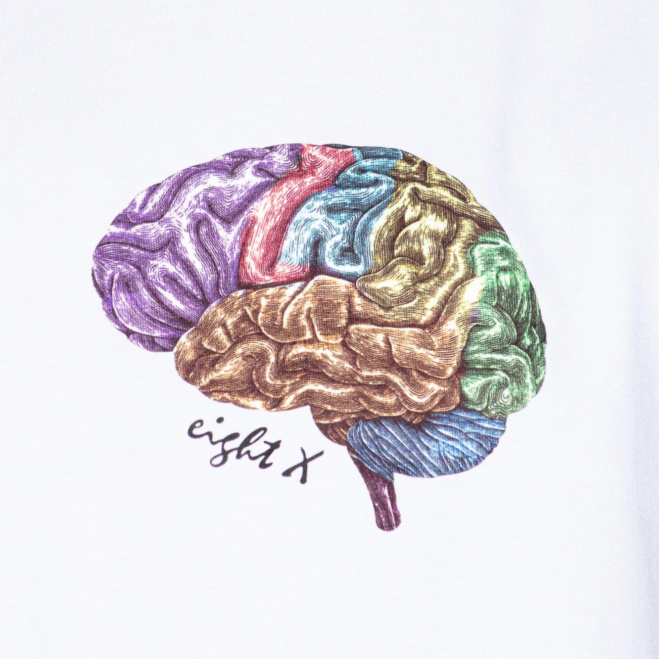 Eight X Brain Graphic T-Shirt for Men - White Cotton Tee for Casual Wear & Street Style