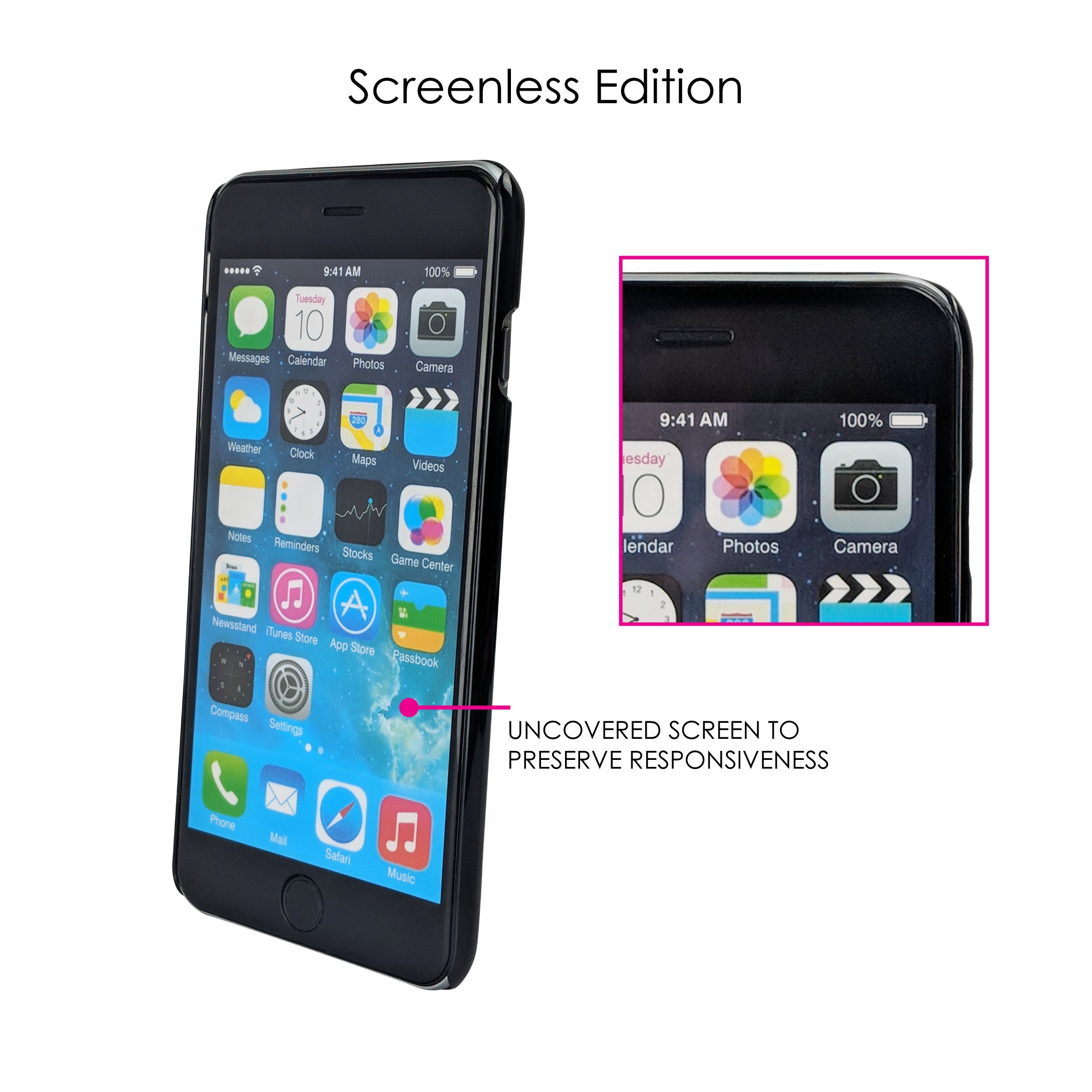 DistinctInk Ultra Slim Hard Plastic Case for iPhone 6/6S (Not Plus) - Custom Black Cover with Guitar Strings Design - Perfect for Music Lovers & Daily Protection