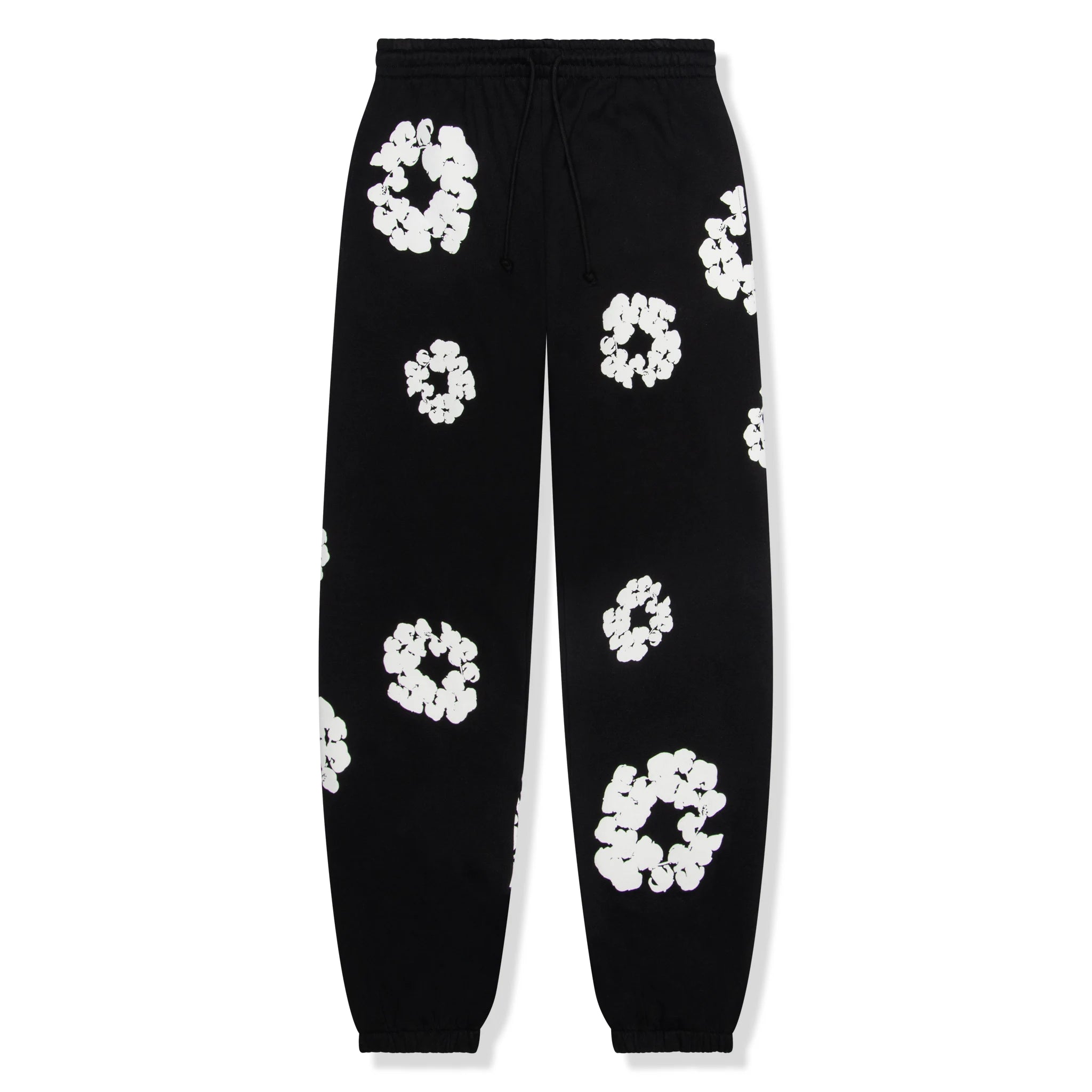 Denim Tears Cotton Wreath Black Sweatpants for Men - Comfortable Casual Joggers with Adjustable Drawstring | Perfect for Lounge Wear, Gym, and Street Style Outfits