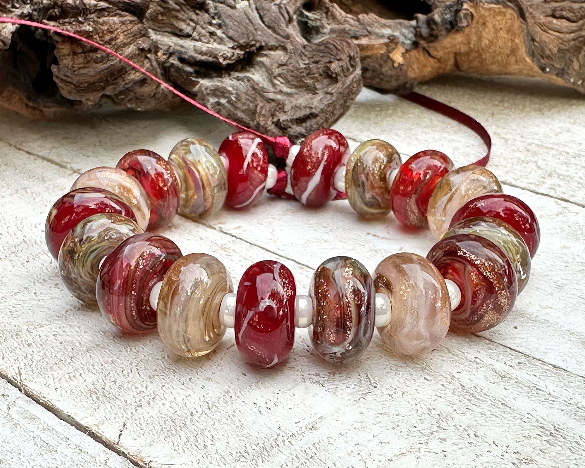 18 Ruby Red Gold Lampwork Focal Bead SRA - Handmade Glass Beads for Jewelry Making, DIY Crafts, Necklaces & Bracelets - Perfect for Beaders, Artists & Craft Enthusiasts