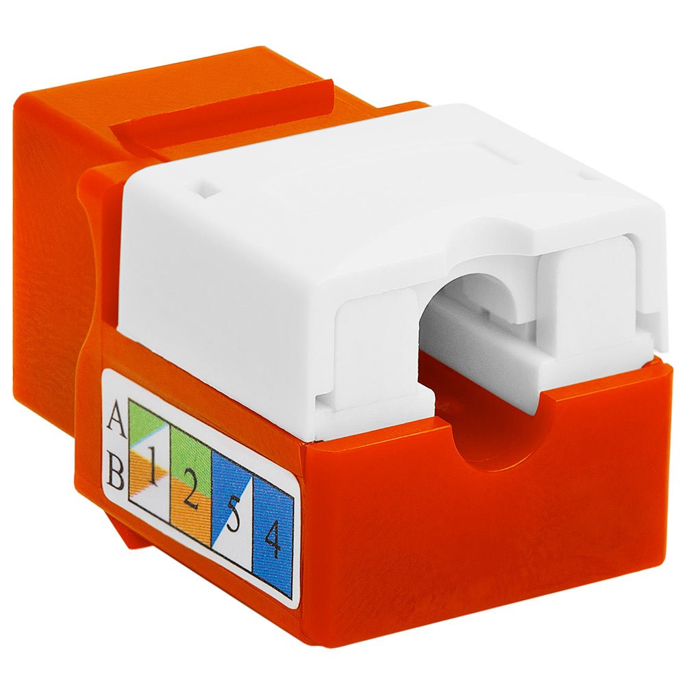 Cmple - 90 Degree Cat6 Keystone Jack Insert, Punch Down RJ45 Female Connector for Ethernet Cables, Wall Plates & Patch Panels - Orange - Ideal for Home/Office Network Setup & Cable Management