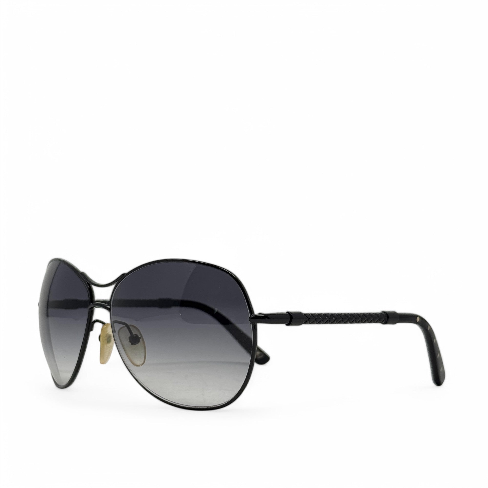 Bottega Veneta Black Aviator Gradient Sunglasses for Men & Women - UV Protection Polarized Lenses - Luxury Fashion Shades for Driving, Travel & Outdoor Activities