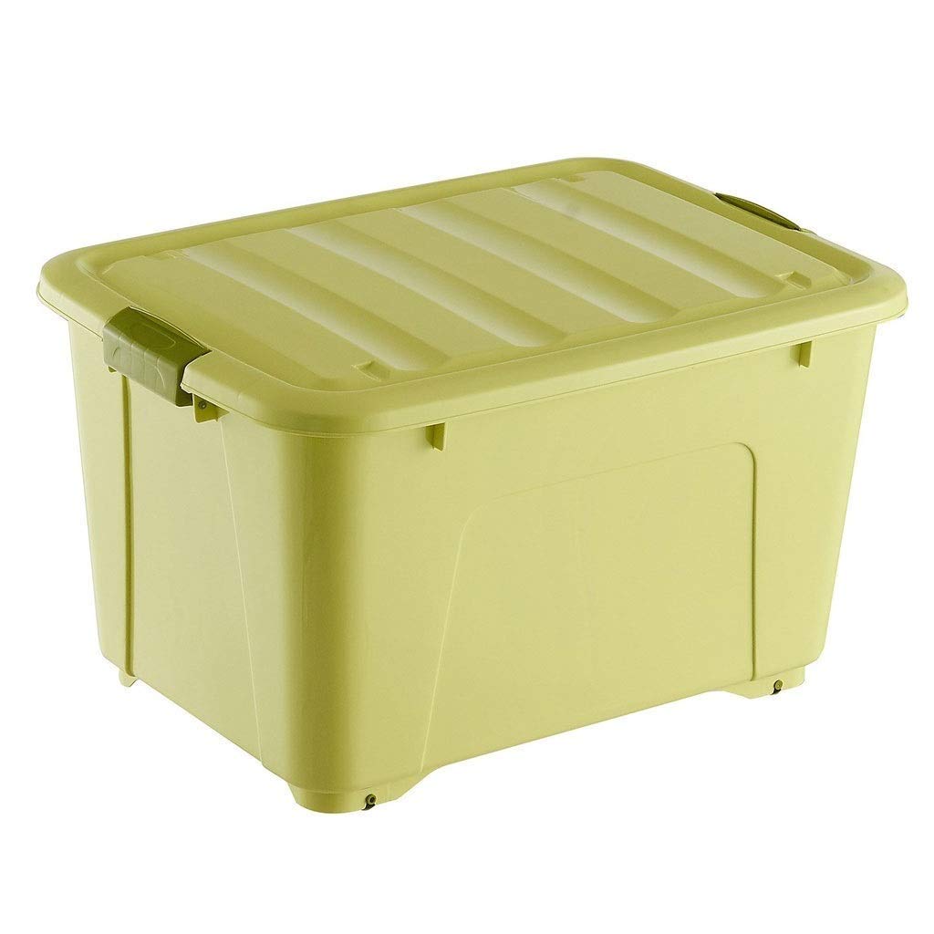Durable Plastic Storage Bins with Lids & Wheels - Large Stackable Organizing Containers for Home Office School - Space-Saving Storage Boxes for Closet, Garage, Dorm & Playroom Organization