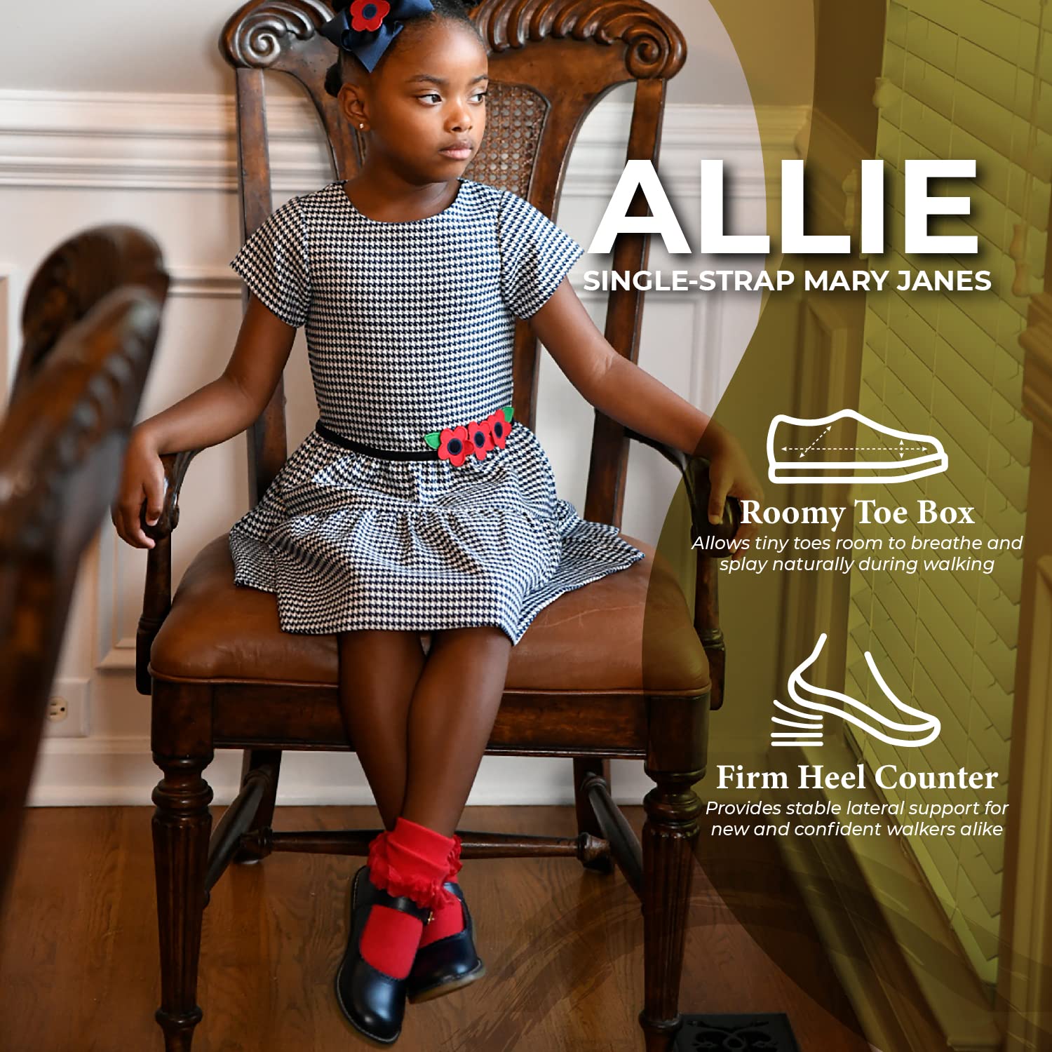 FOOTMATES Baby Girls Allie Mary Jane Flats - Infant Toddler Little Kid Shoes for School, Party & Everyday Wear