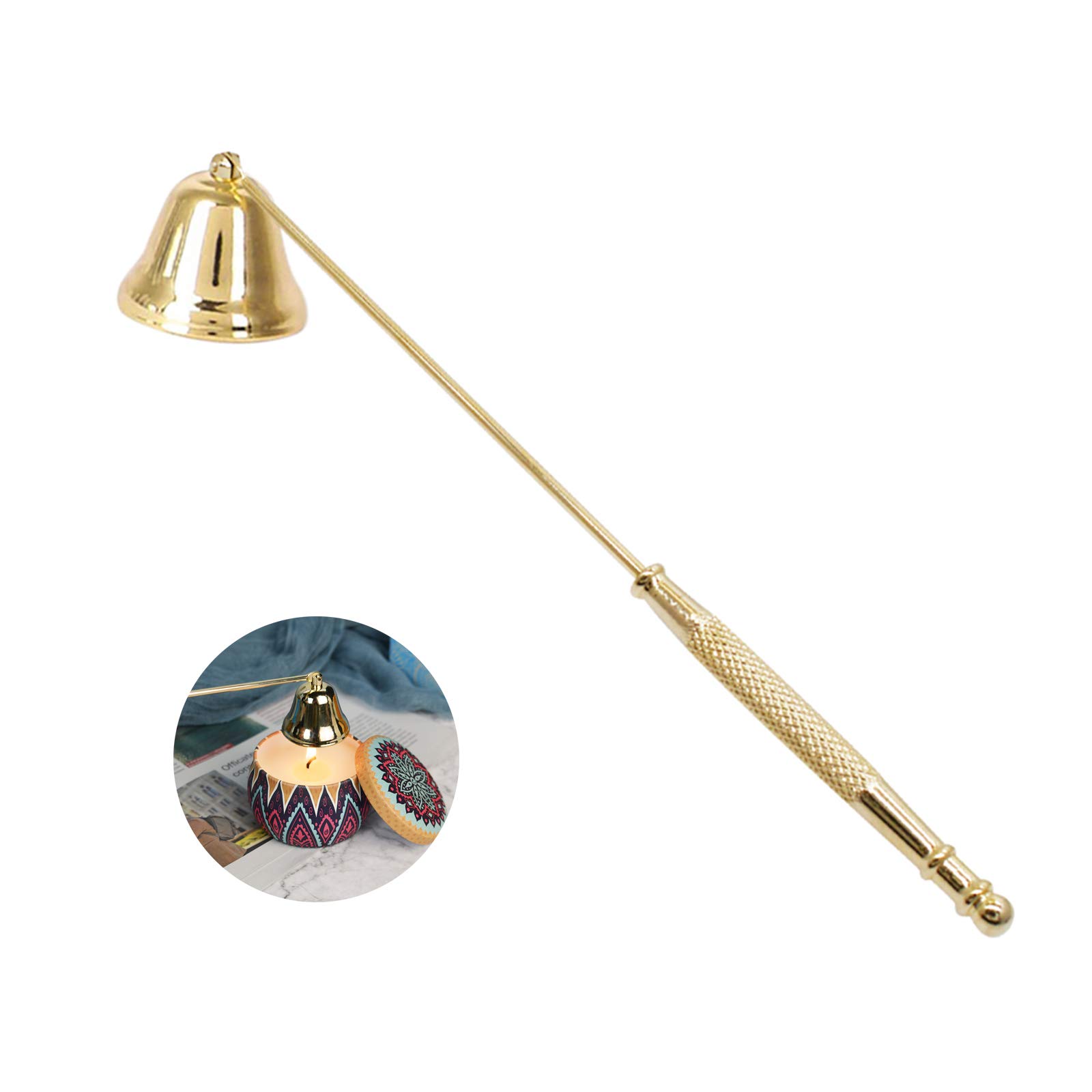 Gold Candle Snuffer with Long Handle - Safe Extinguisher for Scented & Jar Candles - Perfect for Home Decor & Relaxation