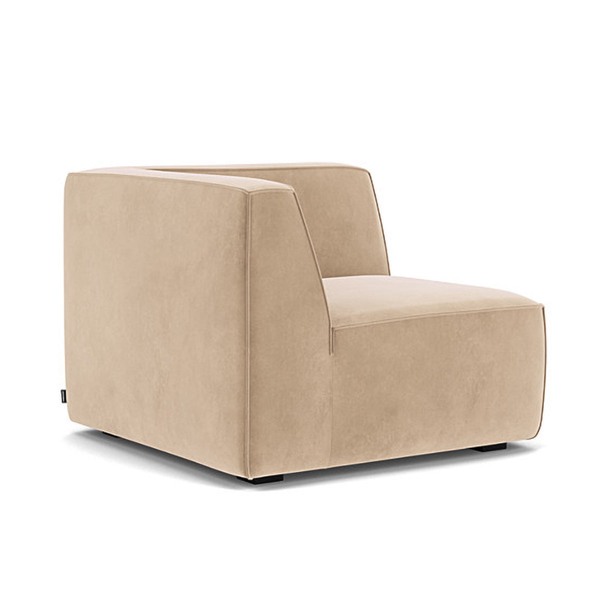 Premium Dane Velvet 1-Seater Right Corner Modular Sofa - Modern Living Room Furniture for Small Spaces & Apartments | Comfortable Single Seater Sofa for Lounge, TV Watching & Relaxation
