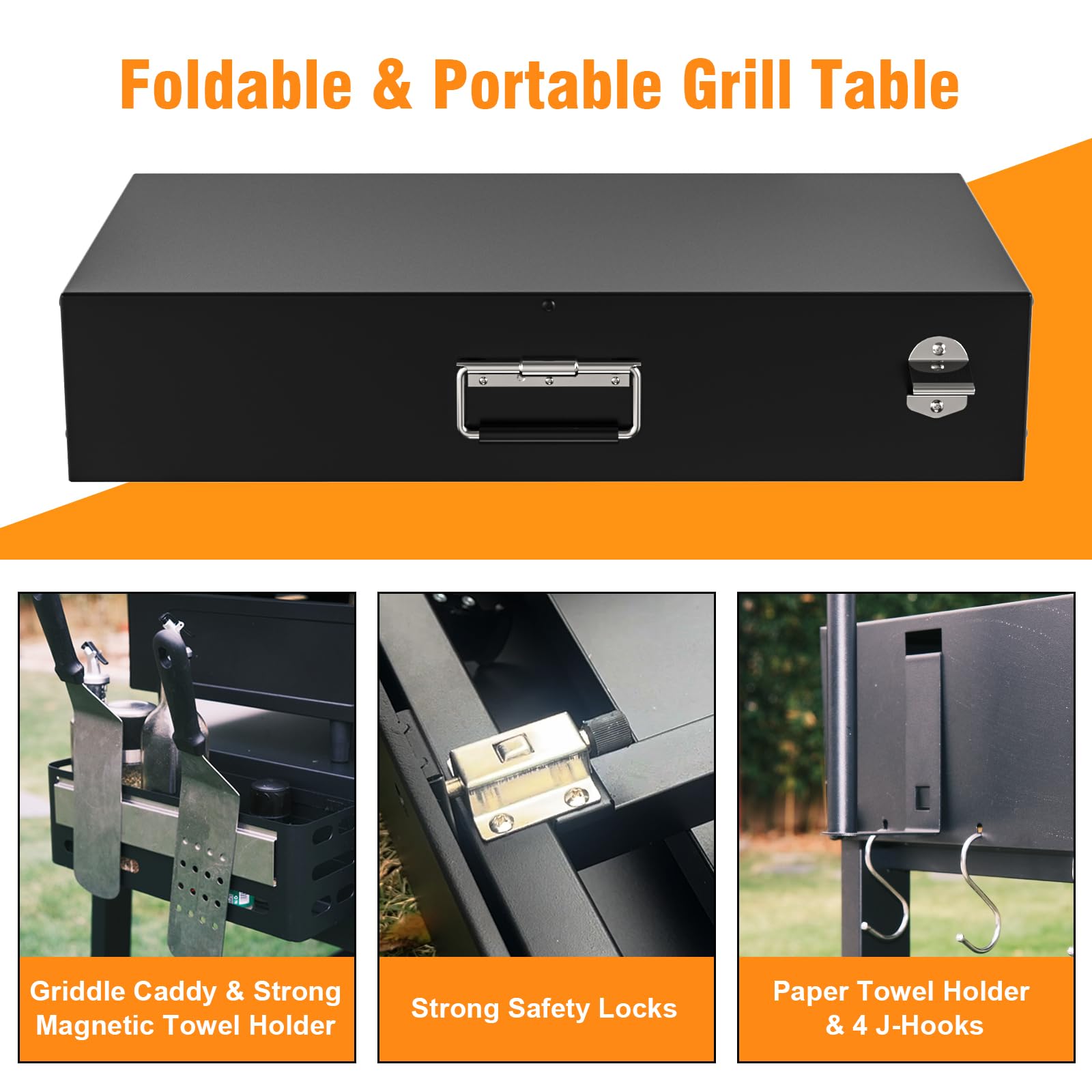 Portable Outdoor Grill Table Cart for Ninja Woodfire OG701 Series | Folding Camping Grill Stand for Blackstone 17