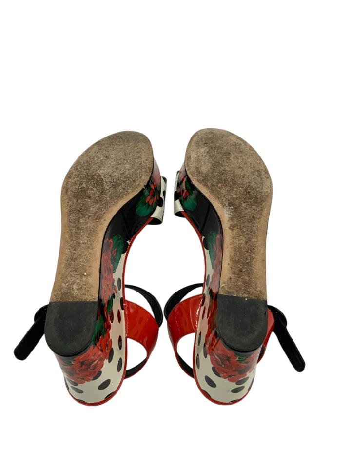 Dolce & Gabbana Geranium Flower Wedge Sandals Women's Size 38.5 (US 8.5) - Comfortable Summer Wedges for Beach, Vacation & Casual Outings