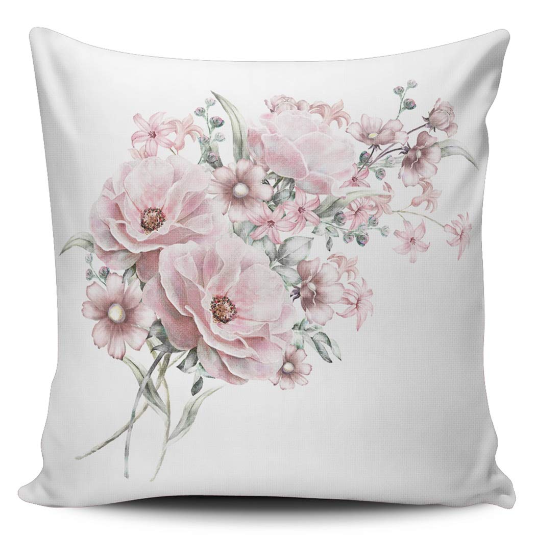 KELEMO Floral Pastel Pink Rose Bouquet Throw Pillow Covers 26x26 Inch - Double Sided Printed Decorative Cushion Covers for Sofa, Bed, Chair - Indoor & Outdoor Home Decor (European Style)