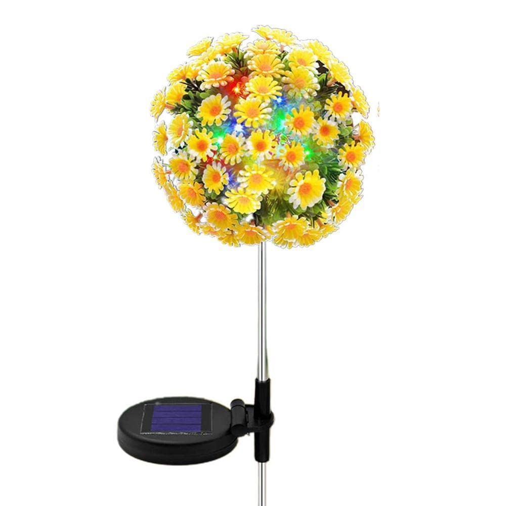 4 Pack Solar Garden Lights - 20 LED Daisy Flower Ball Outdoor Solar Lights with Bigger Solar Panel, Waterproof for Garden, Patio, Yard, Pathway - Perfect for Landscape Lighting & Nighttime Decoration