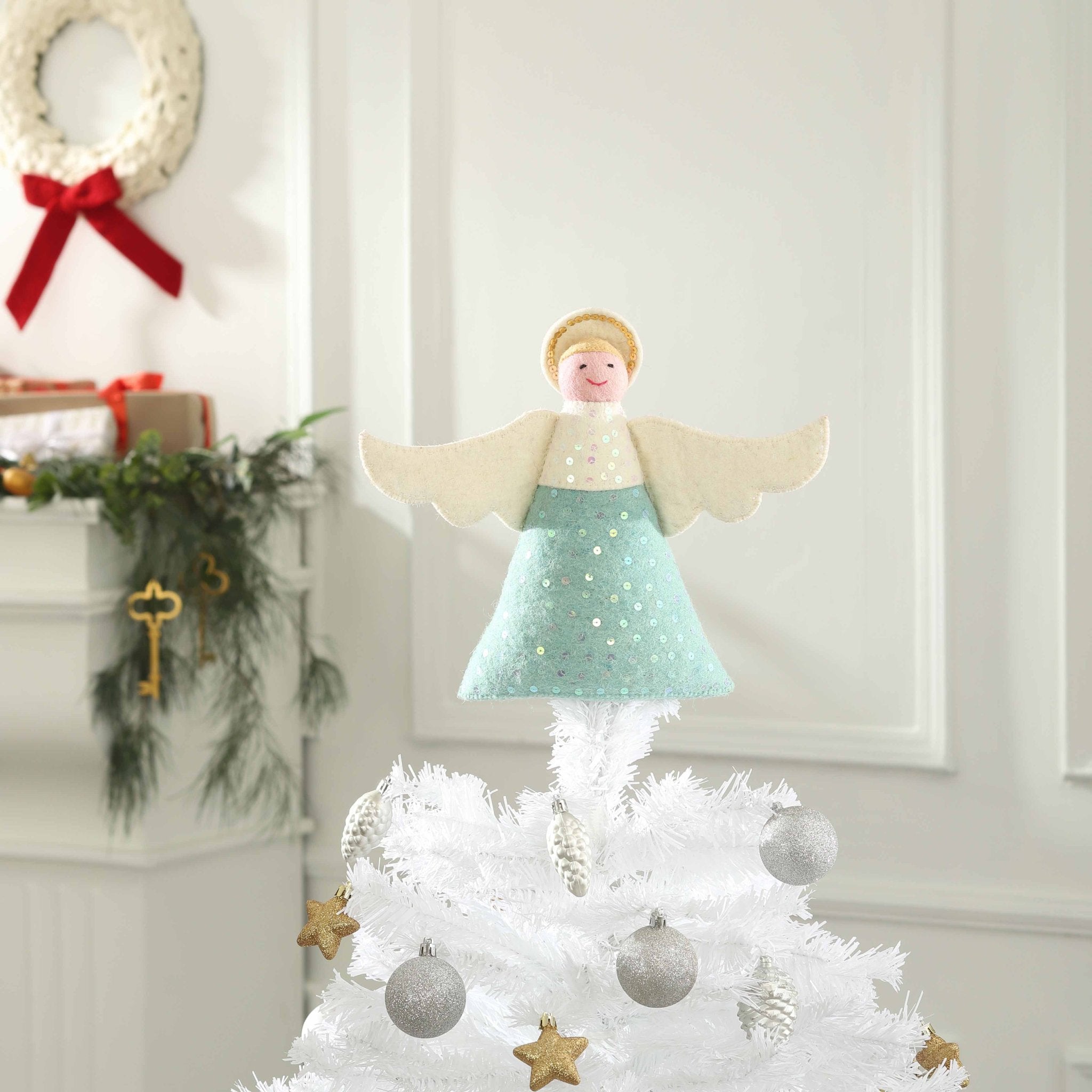 Blue Angel Christmas Tree Topper - Elegant Holiday Decor for Xmas Tree, Home, Party & Church Decorations