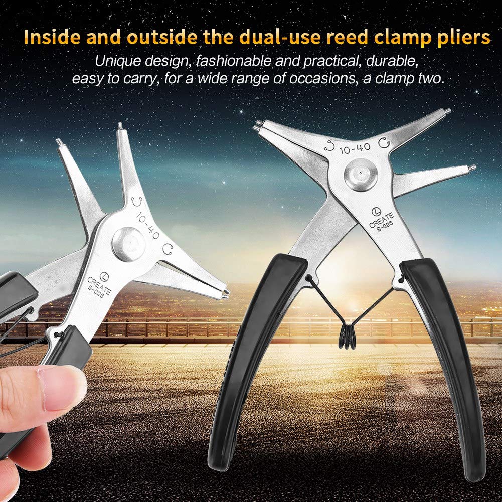 Dual-Purpose Snap Ring Pliers - 1pc Steel Circlip Pliers Tool for Internal & External Retaining Rings | Professional Repair & Assembly Tool for Automotive, Machinery, and DIY Projects