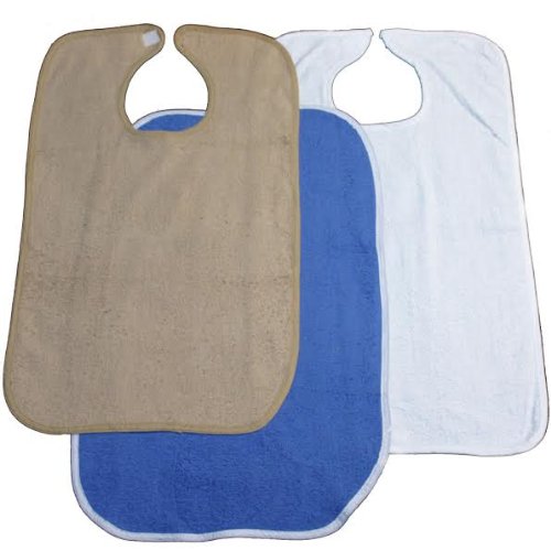 6 Pack Adult Terry Cloth Bibs - Soft & Absorbent for Mealtime, Dining Out, or Elderly Care