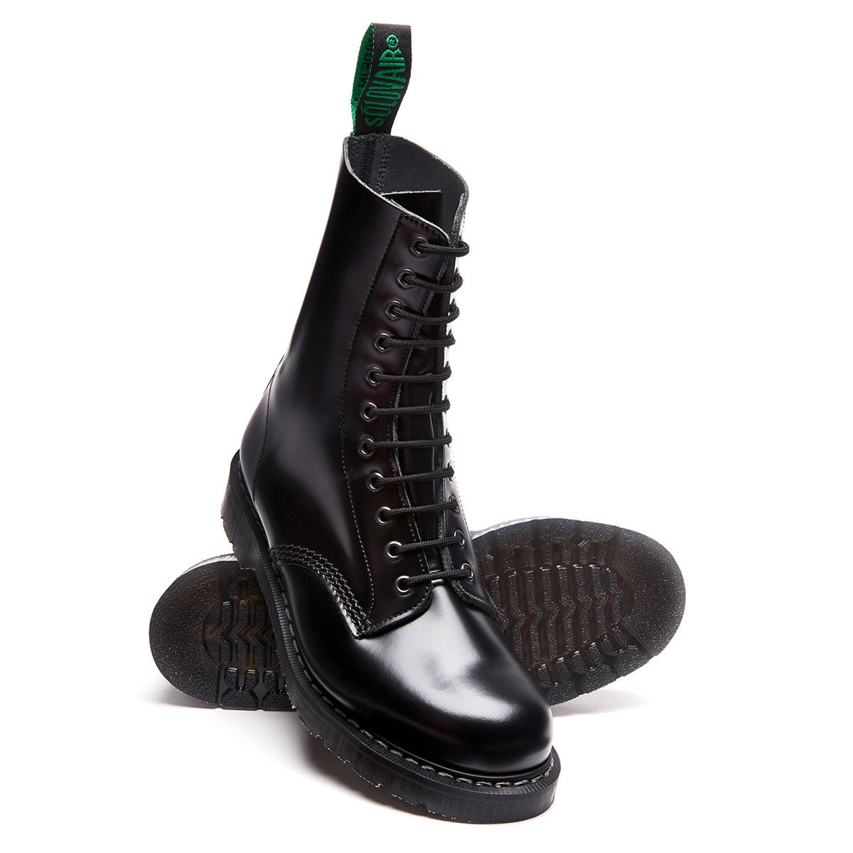 Black Hi Shine 11 Eye Derby Boots for Men & Women - Classic Punk Rock Combat Boots for Daily Wear, Concerts & Fashion Outfits
