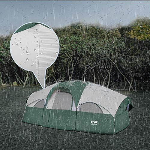 CAMPROS CP Tent 8-Person Family Camping Tent - Waterproof & Windproof Double Layer Tent with 5 Large Mesh Windows, Room Divider Curtain - Portable Outdoor Tent with Carry Bag for Camping, Hiking, Backpacking & Family Outdoor Adventures