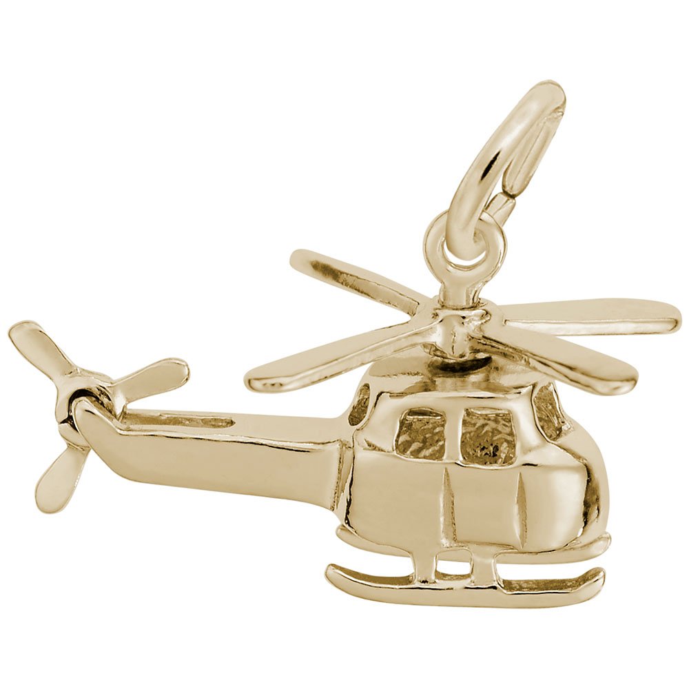 10K Yellow Gold Helicopter Charm Pendant - Dainty Jewelry for Bracelets & Necklaces - Perfect for Aviation Enthusiasts, Pilot Gifts & Travel-Themed Jewelry Collections
