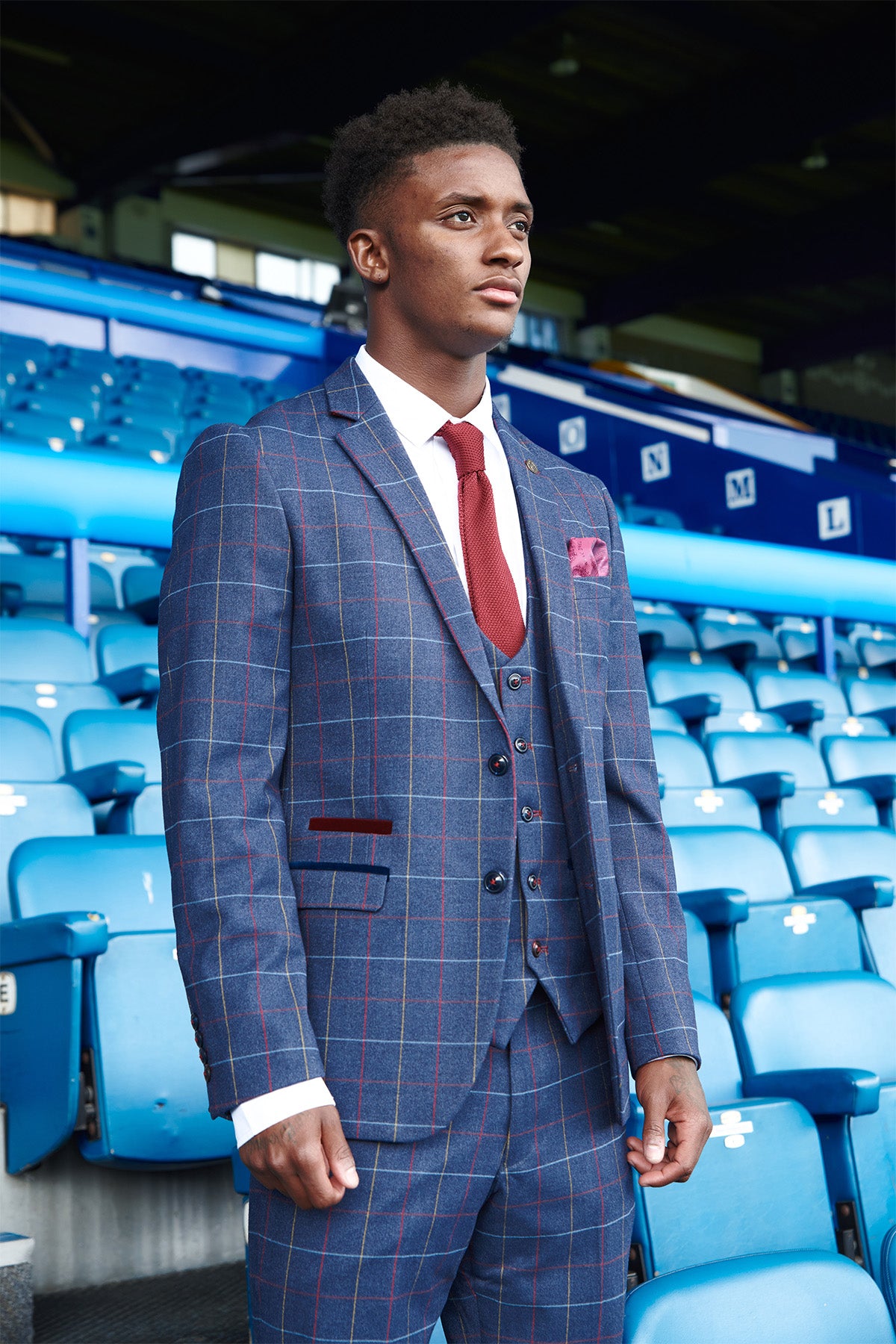 Drake Navy Check Three-Piece Suit for Men | Premium Wool Business Suit | Perfect for Weddings, Office & Formal Events