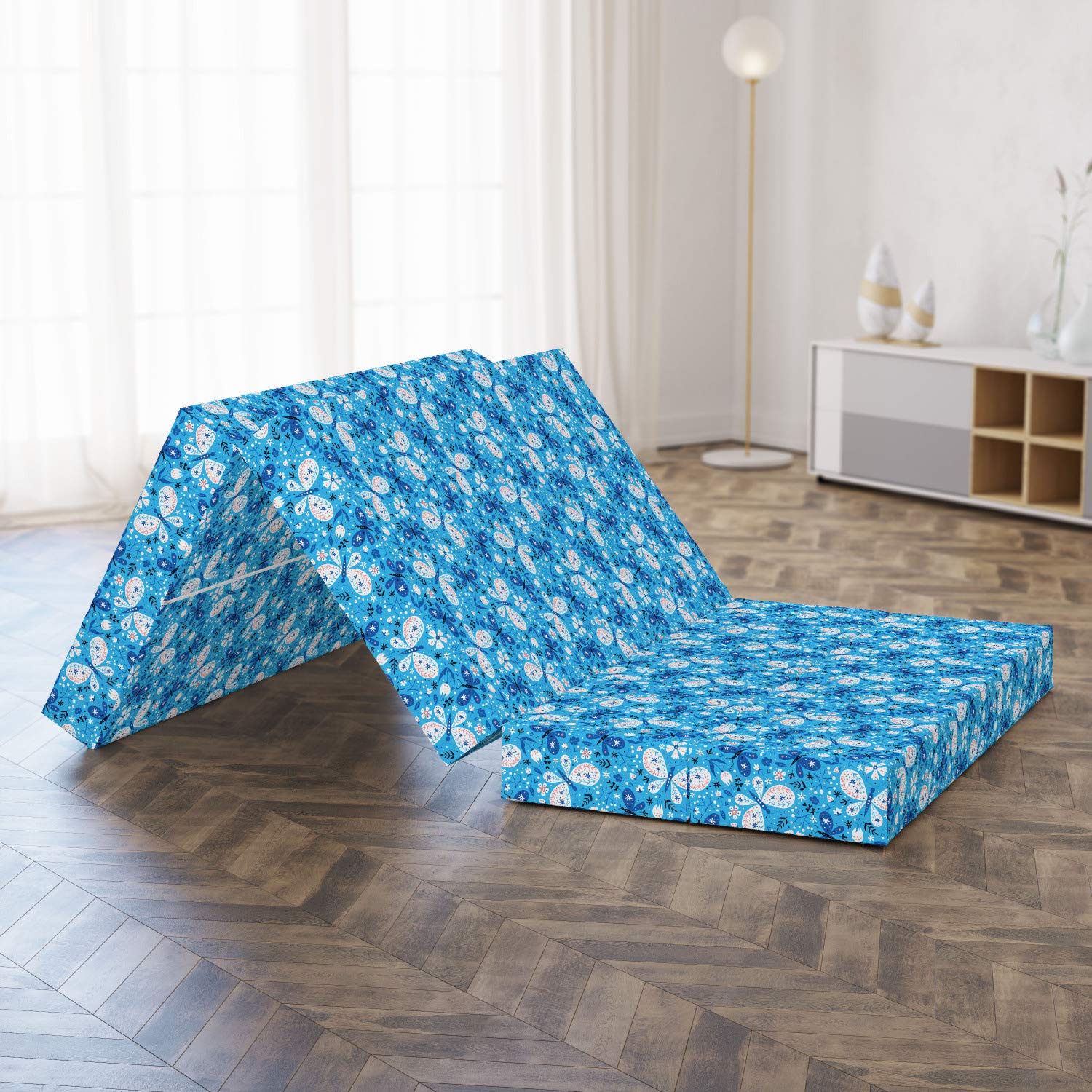 Ambesonne Spring Foldable Mattress - Butterfly Floral Design, 78.7