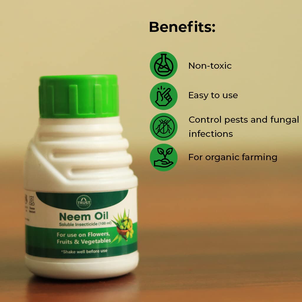 Organic Neem Oil for Plants (100ml, Set of 2) - Natural Pesticide & Fungicide for Herbs, Flowers, Vegetables | Eco-Friendly Pest Control for Indoor & Outdoor Gardening