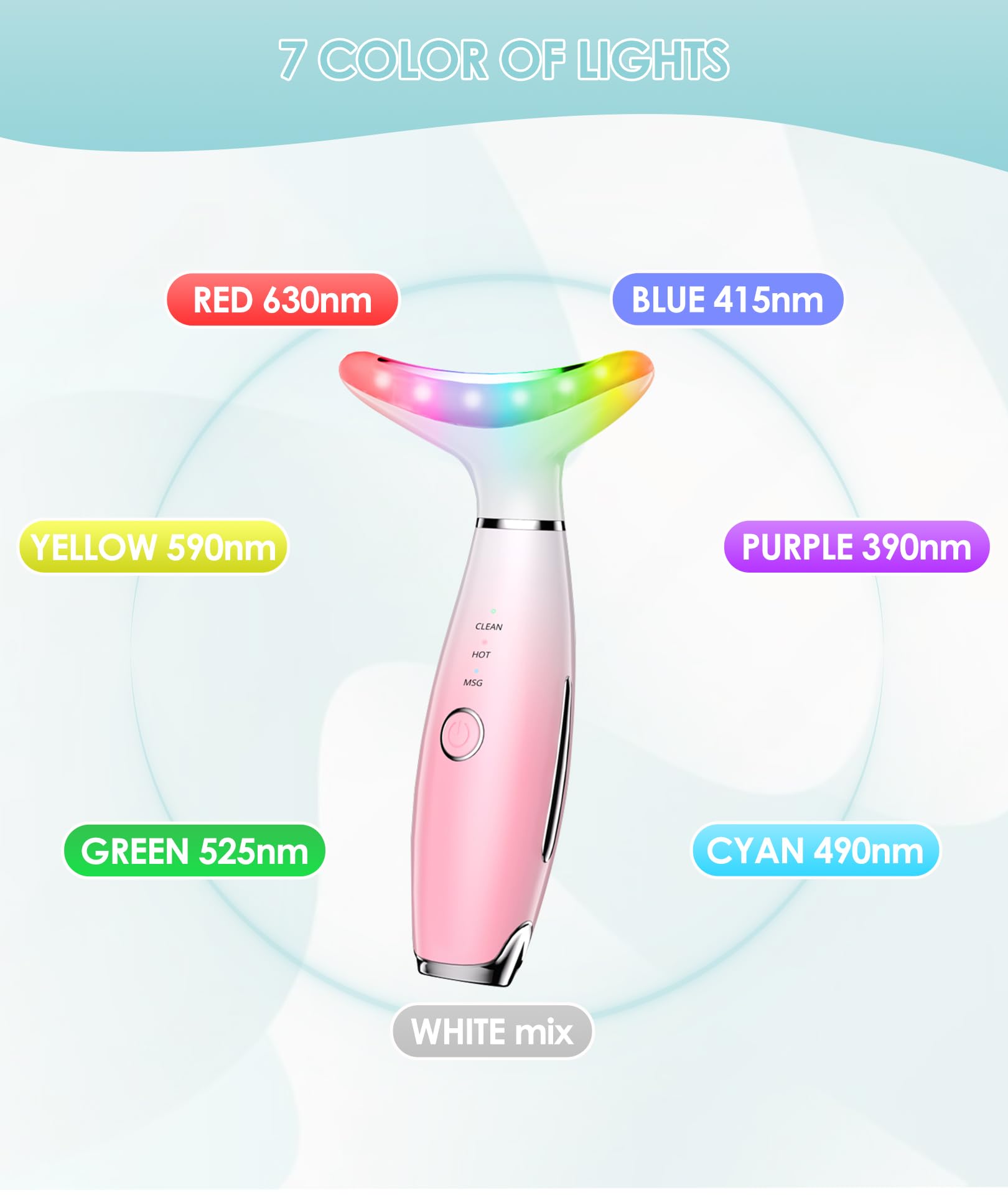 7-Color Vibrating Neck & Face Massager with Heat - Home Skin Care Tool for Relaxation & Anti-Aging | Perfect for Spa Days, Post-Workout Recovery & Stress Relief