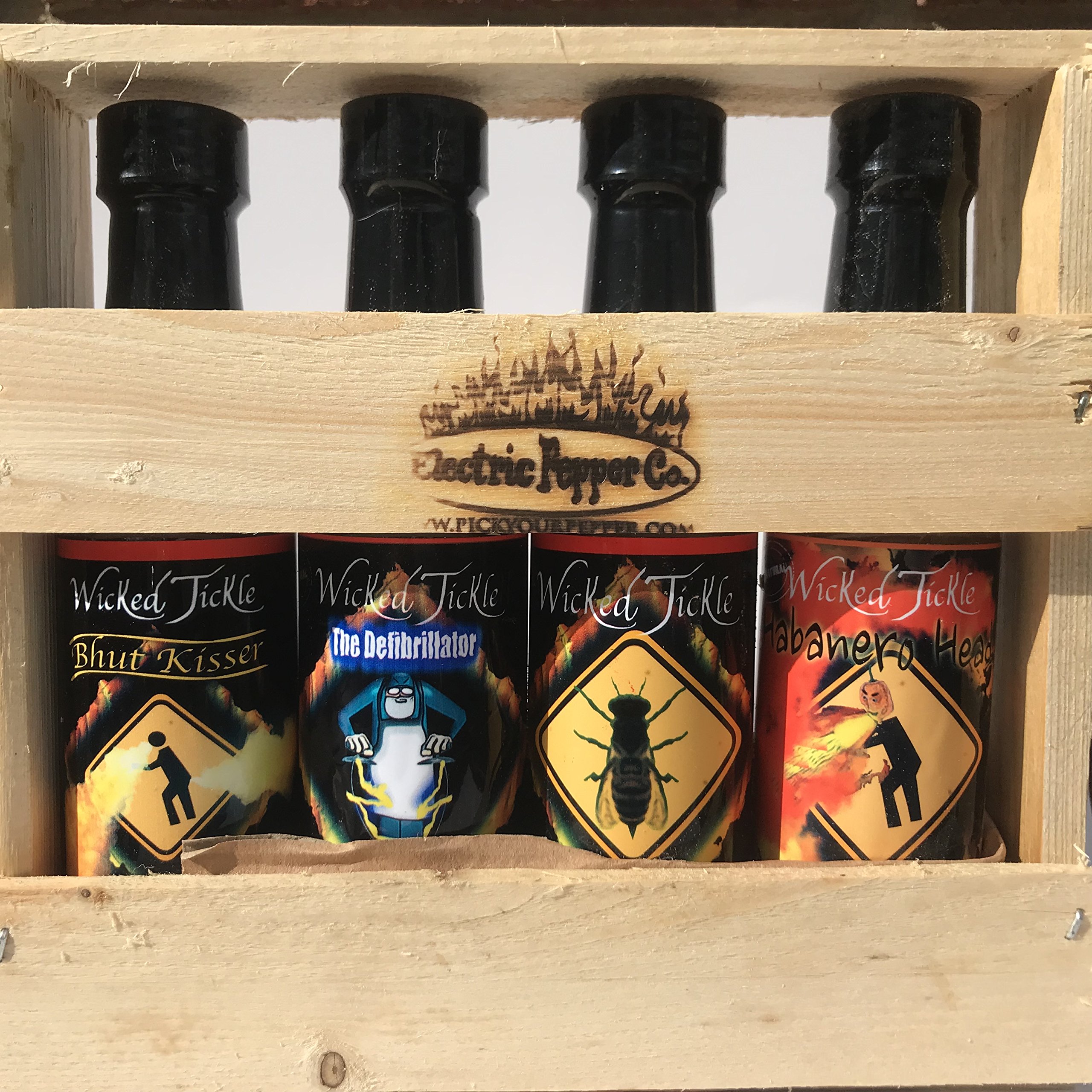 Spicy Ghost Pepper & Habanero Hot Sauce 4-Pack - Extreme Heat Hot Sauce Gift Set for Tacos, Wings, Burgers & BBQ - Wicked Tickle Hot Sauce Variety Pack