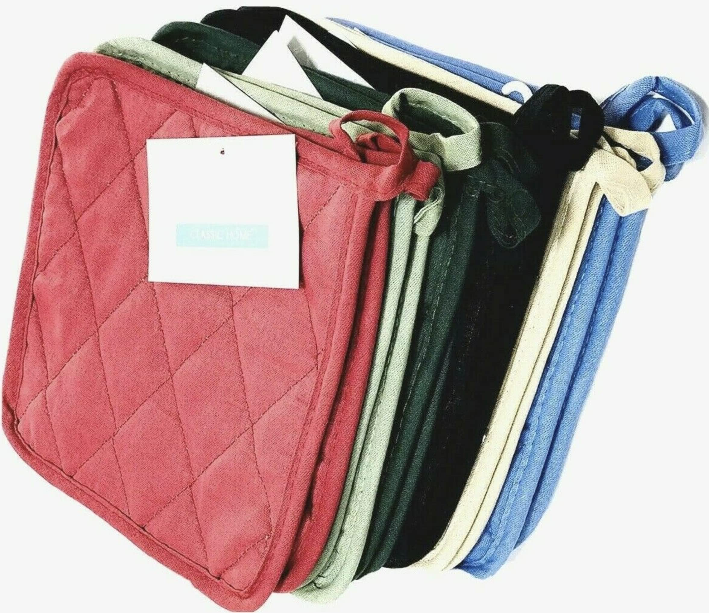 Jalpa 100% Cotton Oven Mitts and Pot Holders Set of 12 (6 Pairs) - Extra Large Heat Resistant Kitchen Potholders for Cooking, Baking & Grilling - Classic Farmhouse Style Kitchen Accessories - Perfect for Holiday Cooking & Hosting