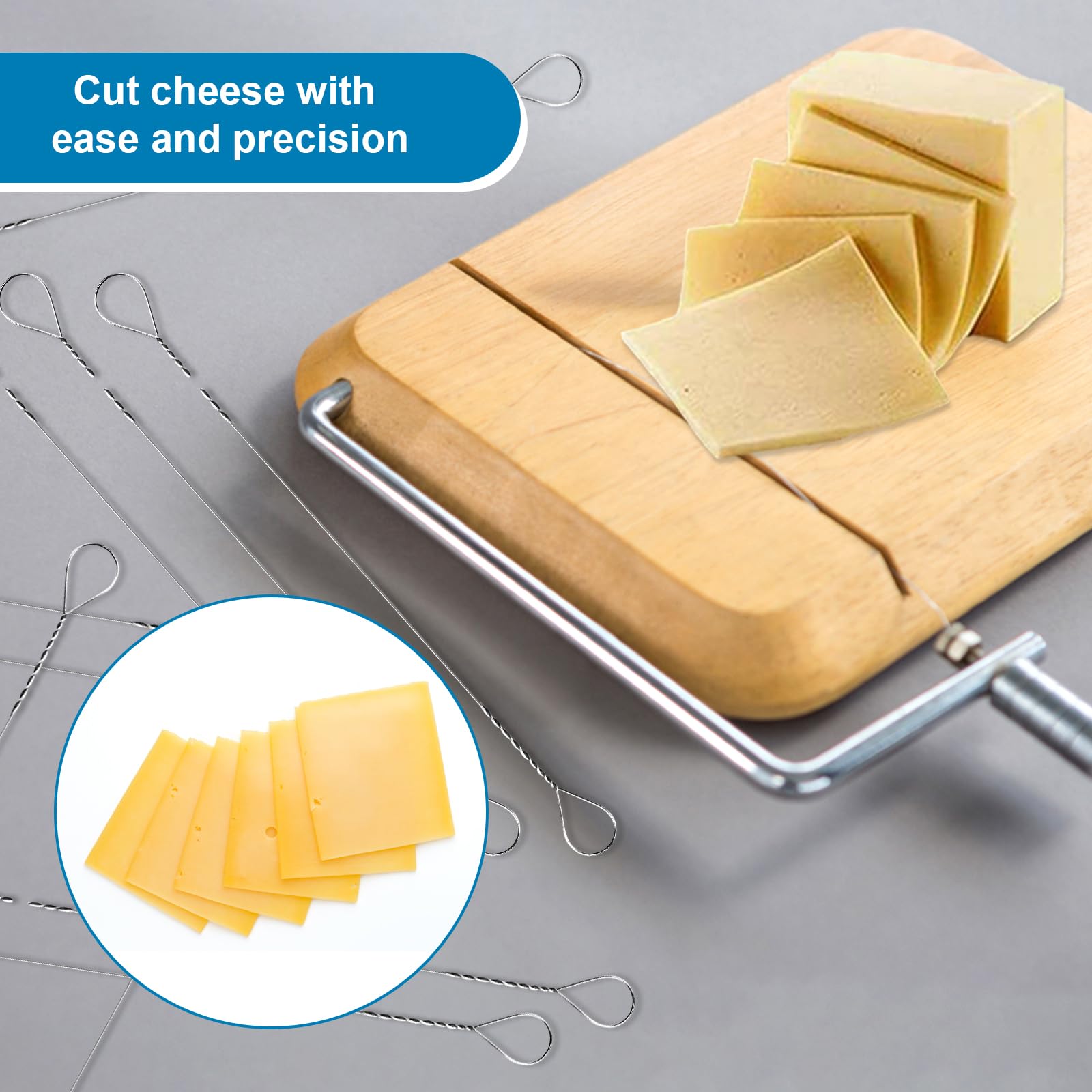 Giantree 12-Pack Stainless Steel Cheese Slicer Wires - 5.7 Inch Replacement Cheese Cutter Wires for Block Cheese, Marble Cheese & Butter - Durable Kitchen Tool for Cheese Boards, Charcuterie Platters & Food Prep