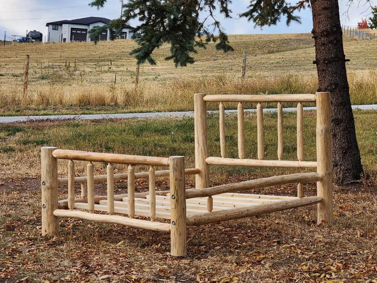 Rustic Solid Wood Log Cabin Bed Frame - 5 Size Options for Cozy Bedroom Retreat | Perfect for Cabin, Farmhouse & Lodge Decor