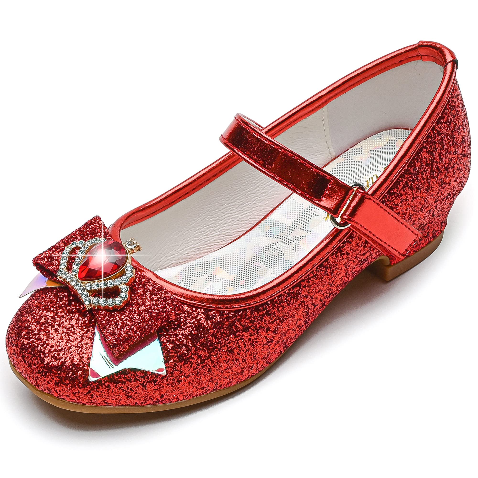 Furdeour Girls Mary Jane Dress Shoes - Glitter Princess Heels for Toddlers & Kids - Perfect for Weddings, Flower Girl, Bridesmaid & Special Occasions