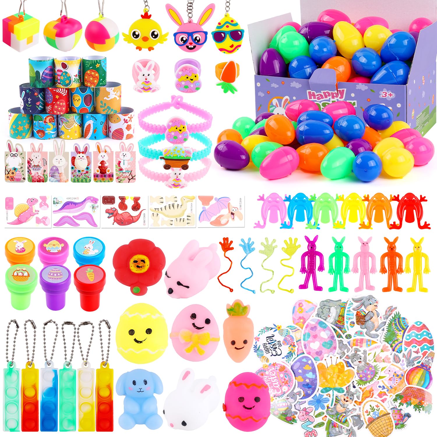 153-Piece Easter Basket Stuffers Set - Assorted Small Toys, Prizes & Plastic Easter Eggs for Kids | Bulk Easter Gifts for Egg Hunts, Party Favors & Holiday Celebrations | Perfect for Classroom Rewards, Birthday Goodie Bags & Spring Festivities