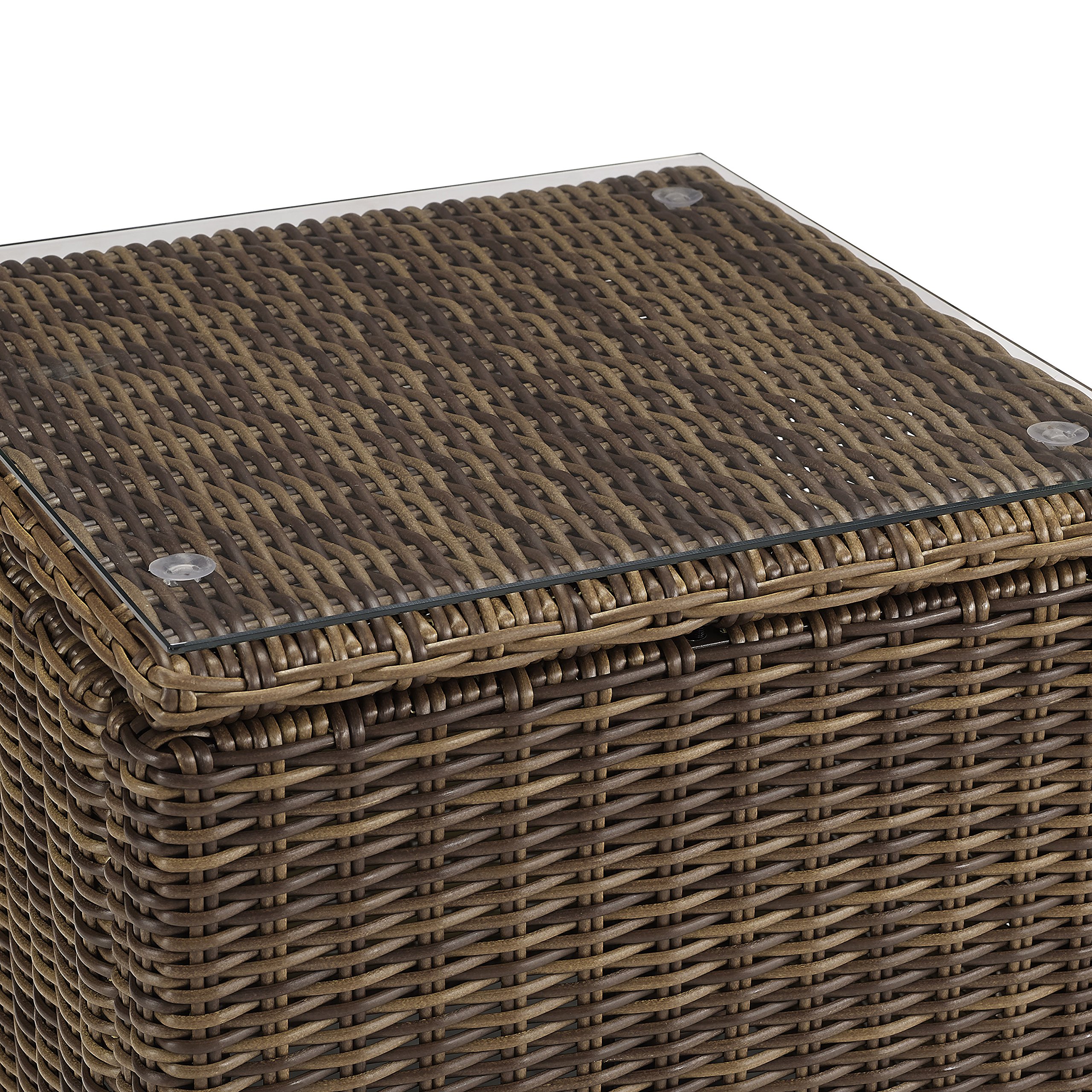 Crosley Bradenton 5-Piece Outdoor Wicker Sofa Set with Navy Cushions - Patio Furniture Conversation Set for Porch, Deck & Backyard (Brown)