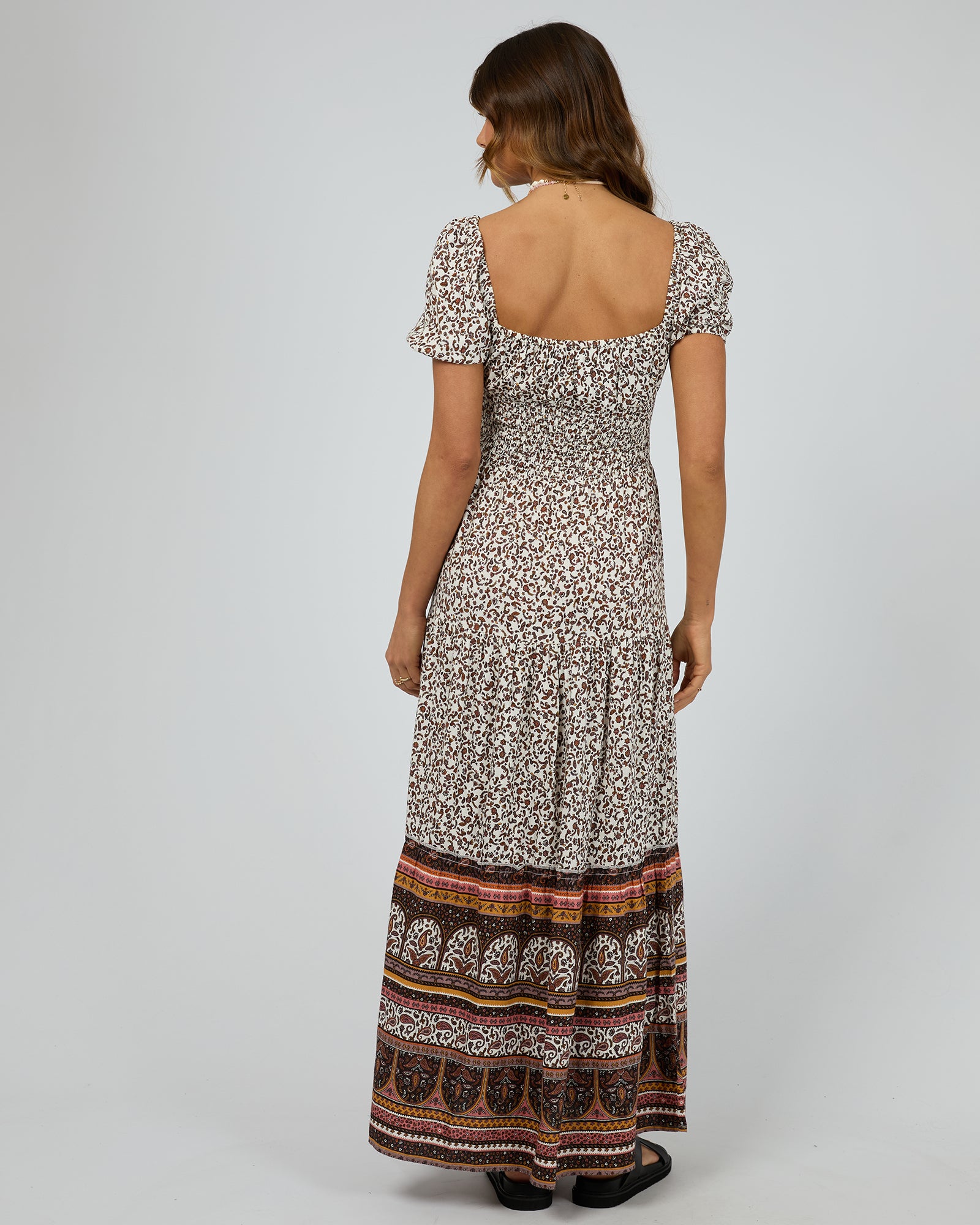 Eve Honey Floral Print Maxi Dress - Women's Boho Summer Beach Dress for Vacation, Party & Casual Wear