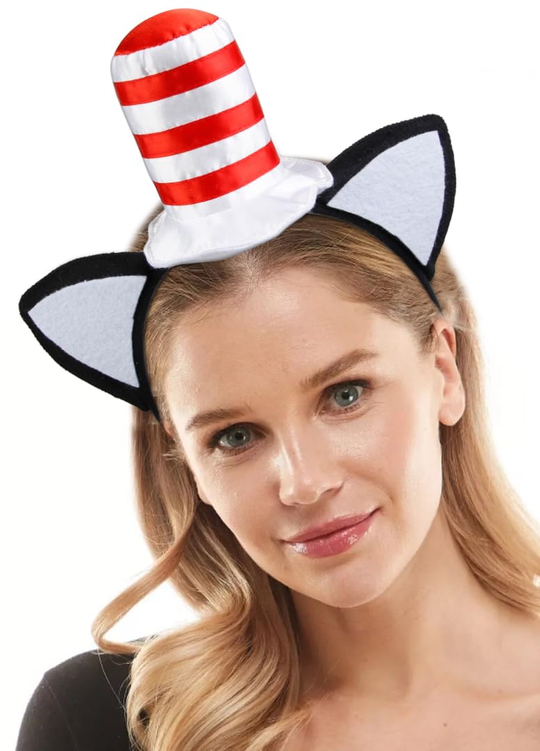 Cute Cat Ears Headband with Hat - Funny Halloween Costume Accessories for Women & Men | Perfect for Halloween Parties, Cosplay, and Themed Events