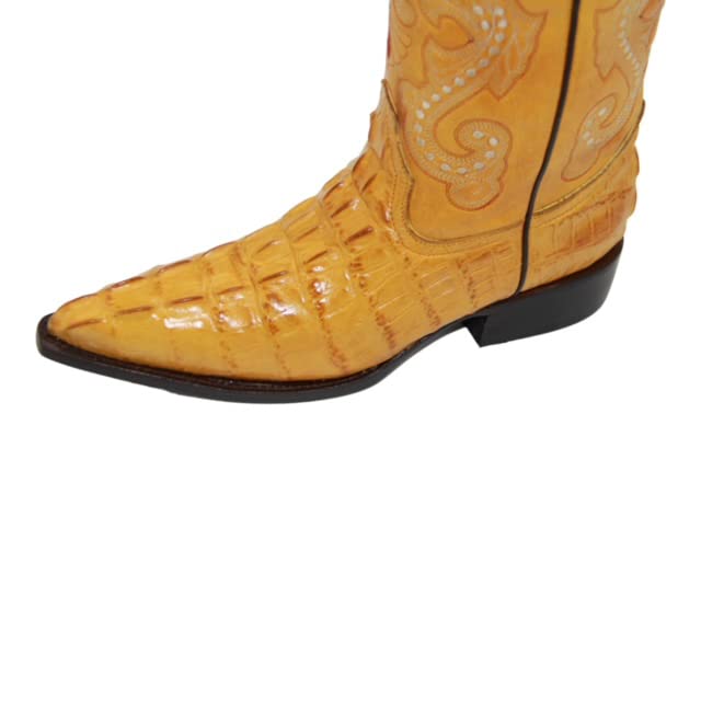Men's Genuine Leather Cowboy Boots with Crocodile Alligator Print - Snip Toe Western Boots for Men - Perfect for Rodeo, Country Dancing & Casual Wear