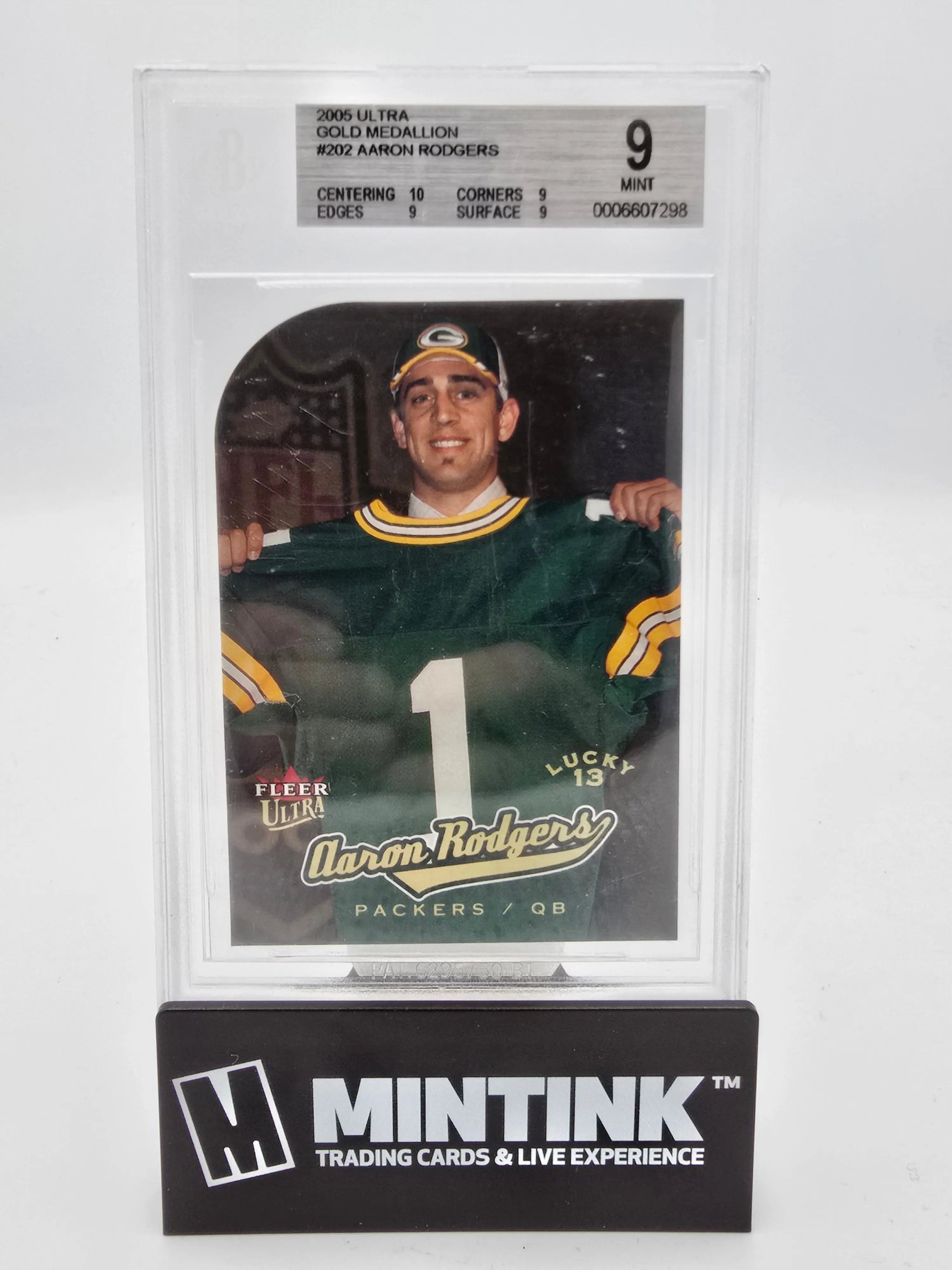 2005 Fleer Ultra Gold Medallion Aaron Rodgers #13 BGS 9 Mint Condition - Rare Football Trading Card for Collectors & Sports Fans, Perfect for Display, Investment & Memorabilia Collections