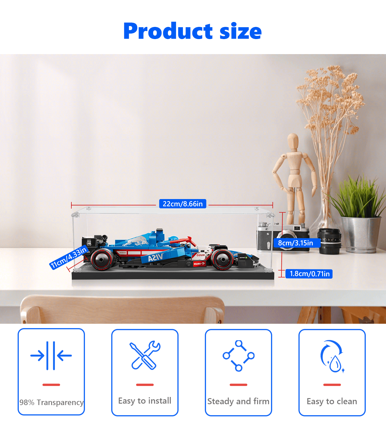 LEGO Visa Cash App RB VCARB 01 F1 Display Case - 1:32 Scale Model Car Protector for 77246 Set | Perfect for Showcase, Collection Protection & Home Decor