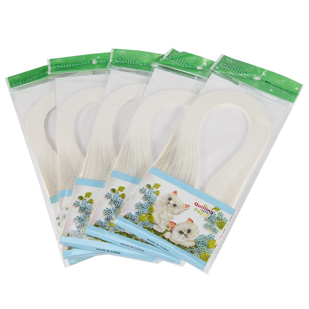 600 Strips Quilling Paper Set - 3x39cm Pure Color Origami Craft Paper (Ivory White) for DIY Scrapbooking, Card Making & Handmade Decorations