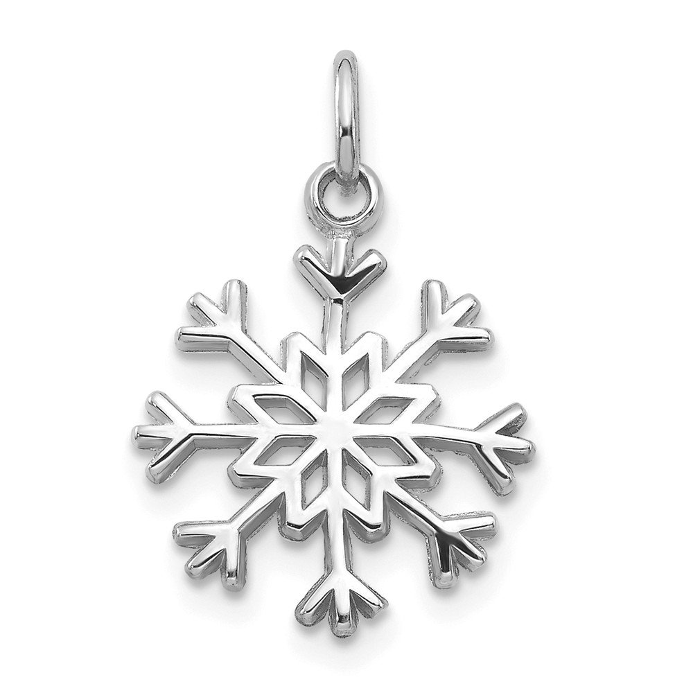 14K White Gold Snowflake Charm Pendant - Elegant 14KT White Gold Jewelry for Christmas, Winter & Holiday Gifting - Perfect for Necklaces, Bracelets & Special Occasions