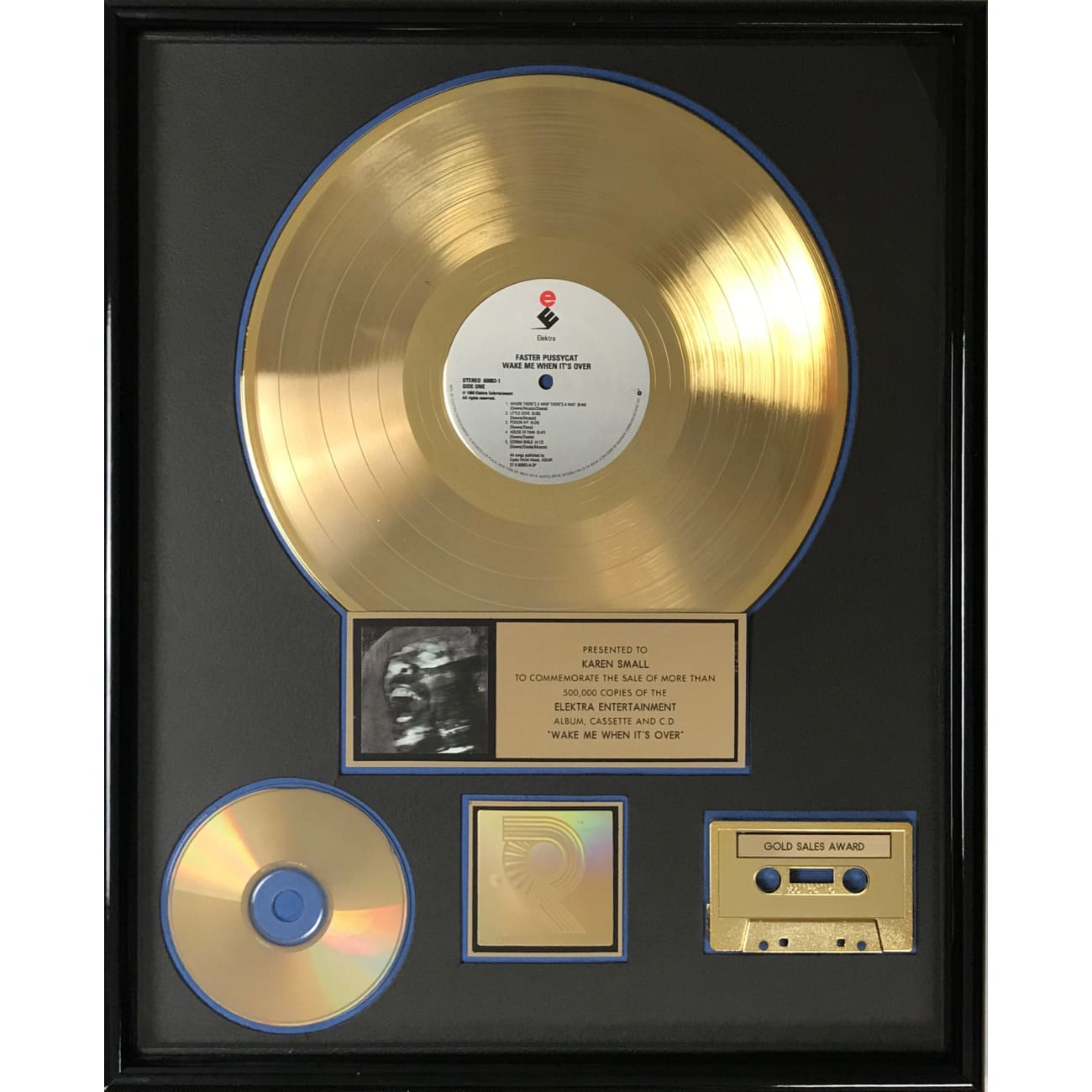 Faster Pussycat Wake Me When It's Over RIAA Gold Album Award - Vintage Rock Music Collectible for Fans & Home Decor